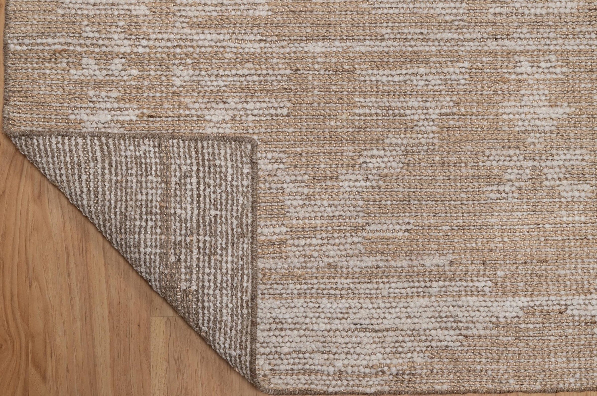 Warm Grain Herringbone Oat Wool Rug, Hand-Woven Diamond Kilim, Tan Ivory Berber Area Rug 8x10 | Custom Size