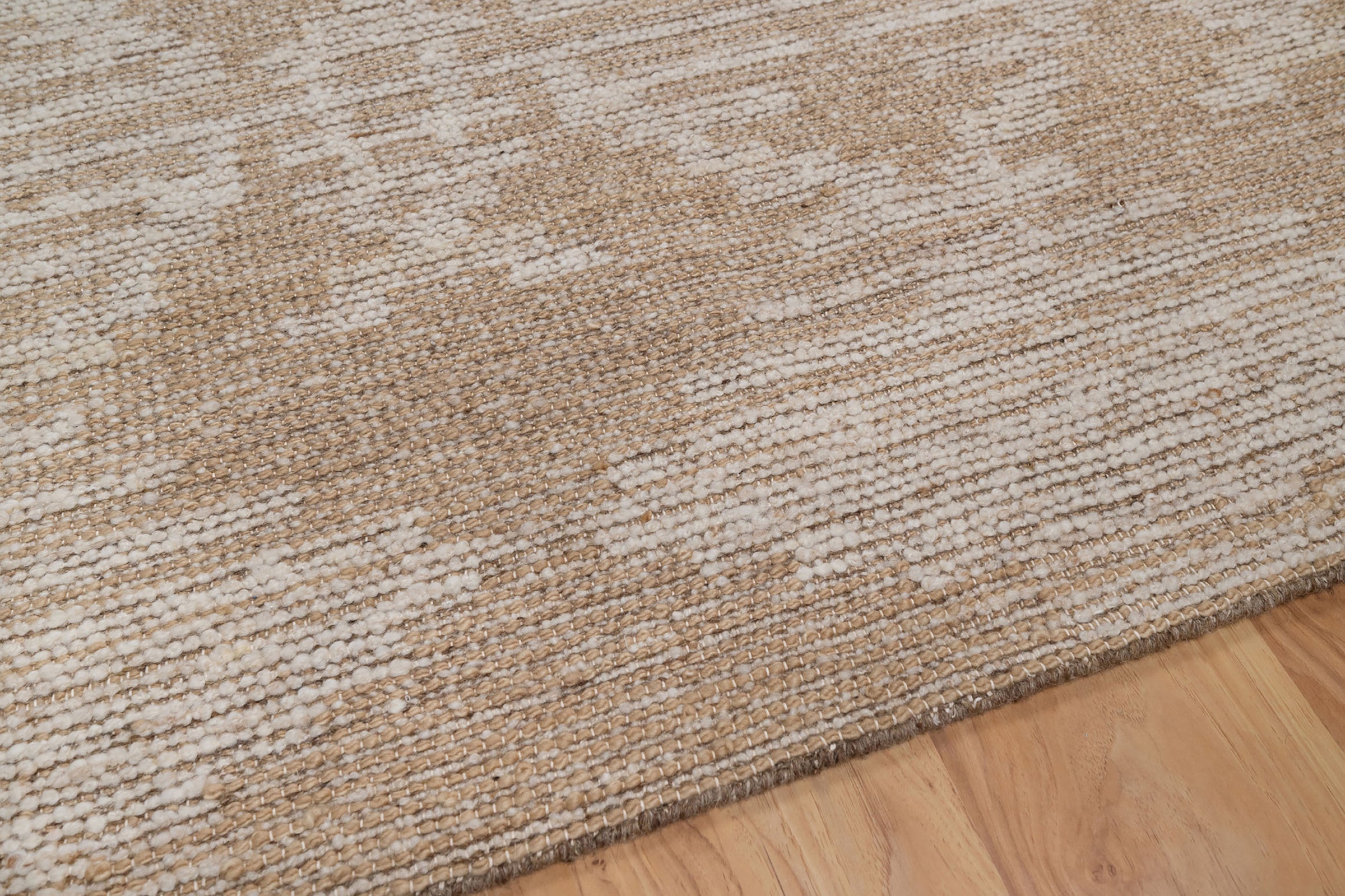 Warm Grain Herringbone Oat Wool Rug, Hand-Woven Diamond Kilim, Tan Ivory Berber Area Rug 8x10 | Custom Size