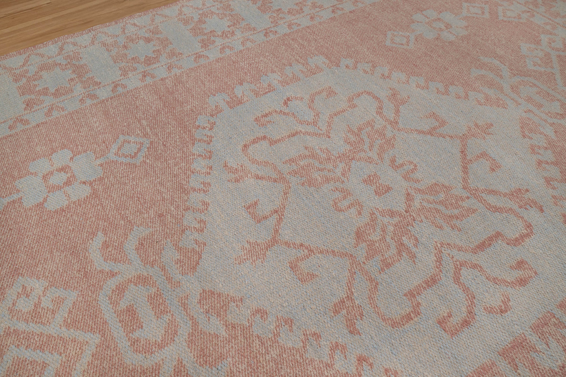 Soft Ground Carnelian Clay Wool Rug, Hand-Woven Medallion Kilim, Terracotta Blue Tribal Area Rug 8x10 | Custom Size