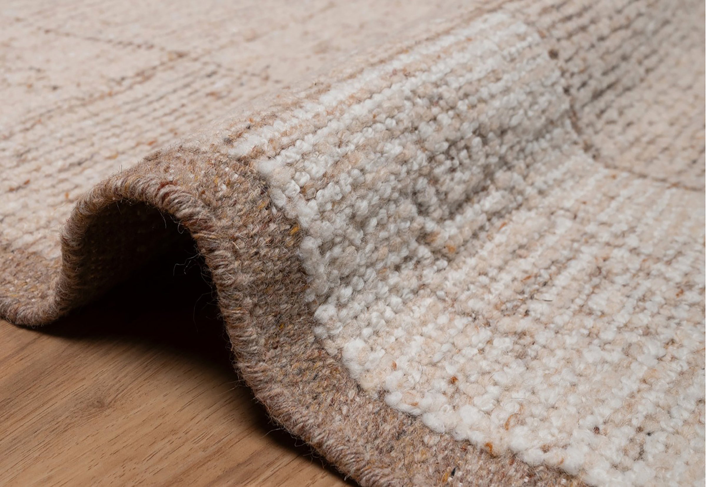 Warm Grain Canvas Oat Wool Rug, Hand-Knotted Checkerboard, Ivory Natural Tribal Area Rug 8x10 | Custom Size