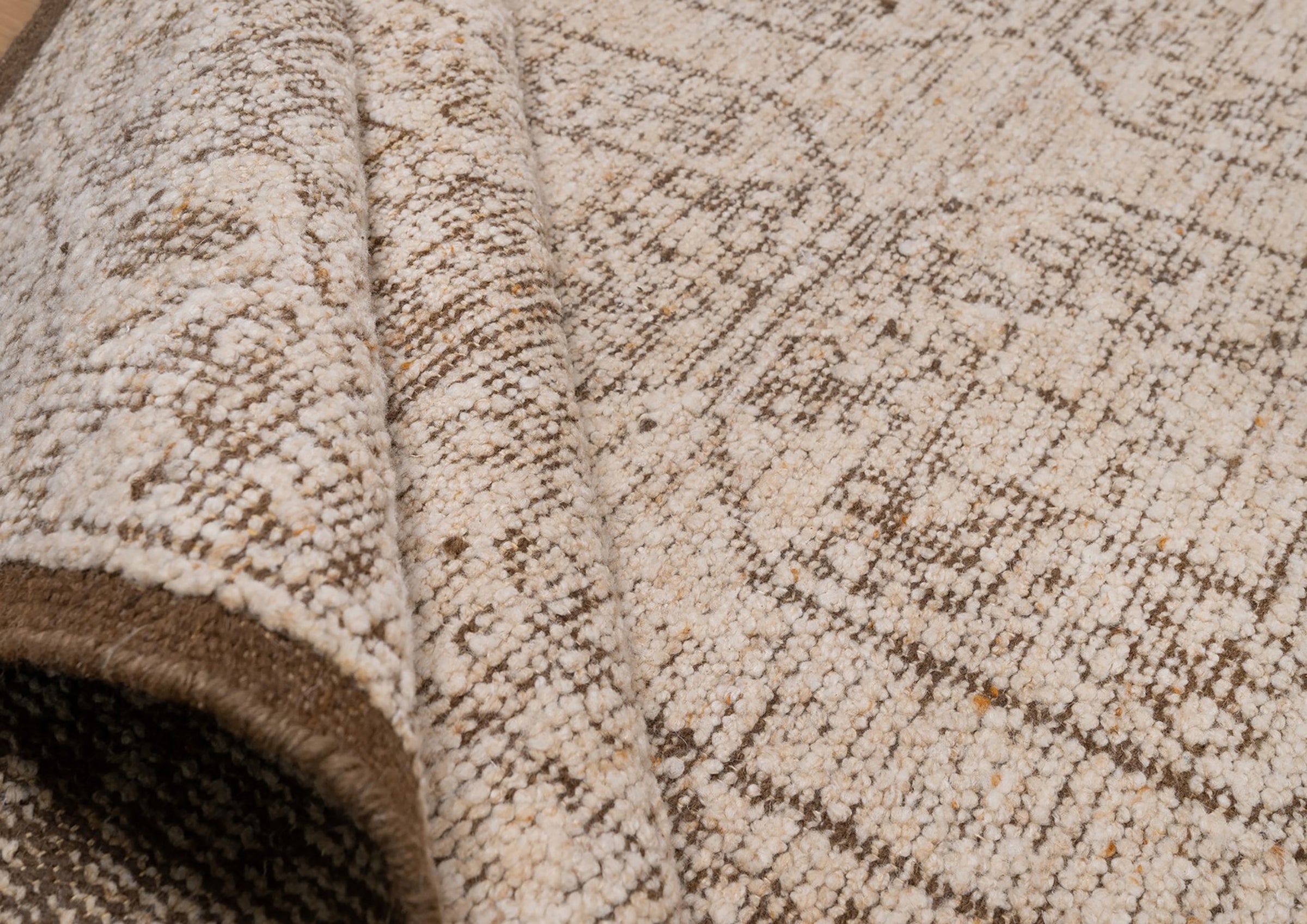 Soft Ground Jasper Sand Wool Rug, Hand-Knotted Tribal Medallion, Beige Brown Vintage Area Rug 8x10 | Custom Size