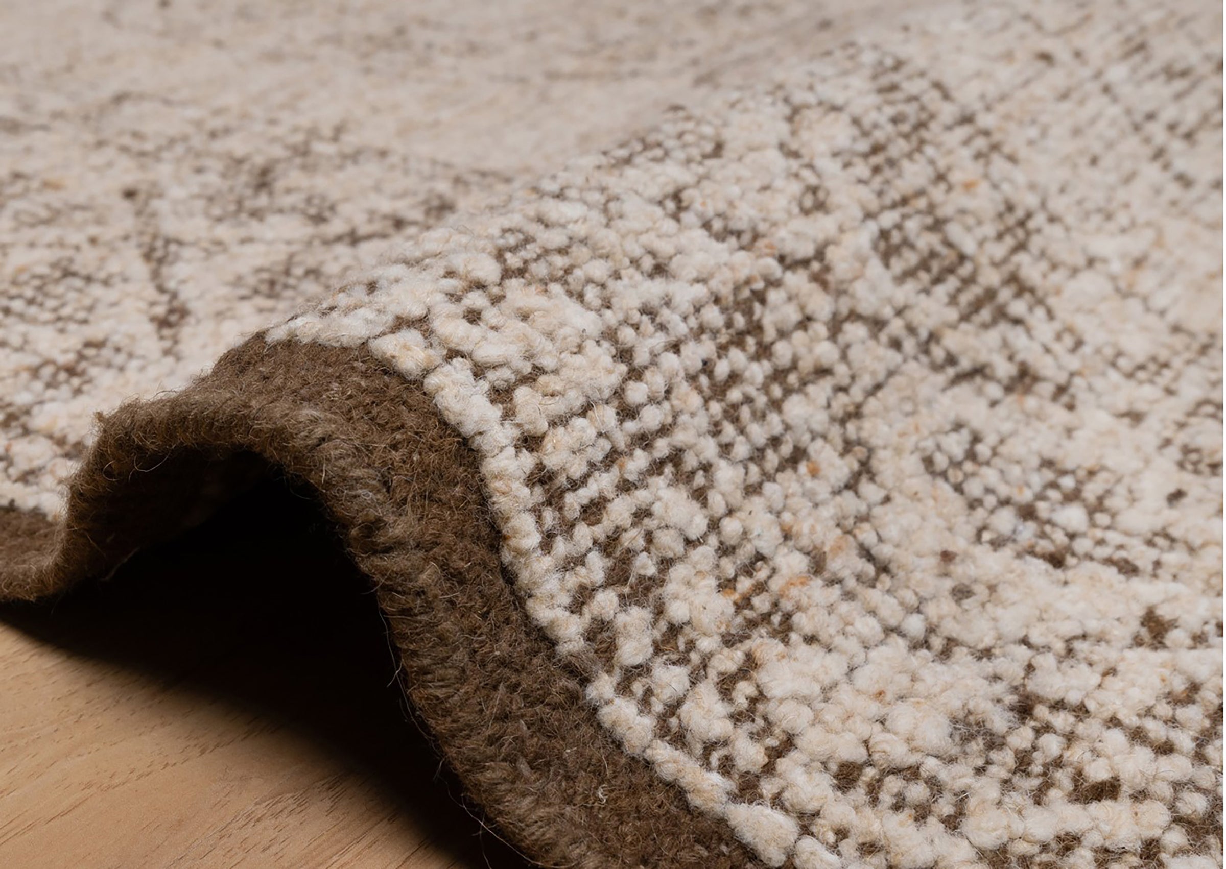 Soft Ground Jasper Sand Wool Rug, Hand-Knotted Tribal Medallion, Beige Brown Vintage Area Rug 8x10 | Custom Size