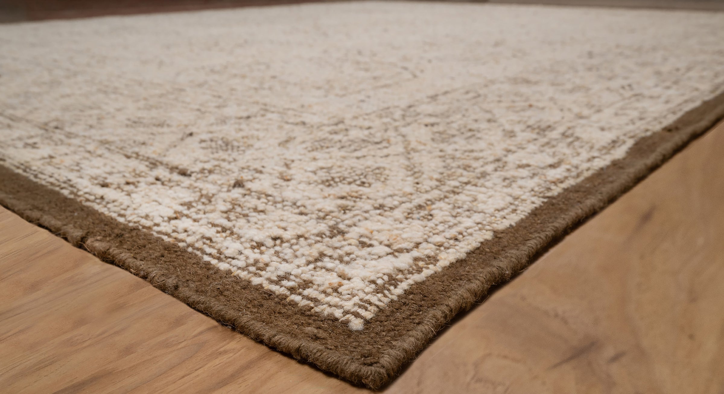 Soft Ground Jasper Sand Wool Rug, Hand-Knotted Tribal Medallion, Beige Brown Vintage Area Rug 8x10 | Custom Size