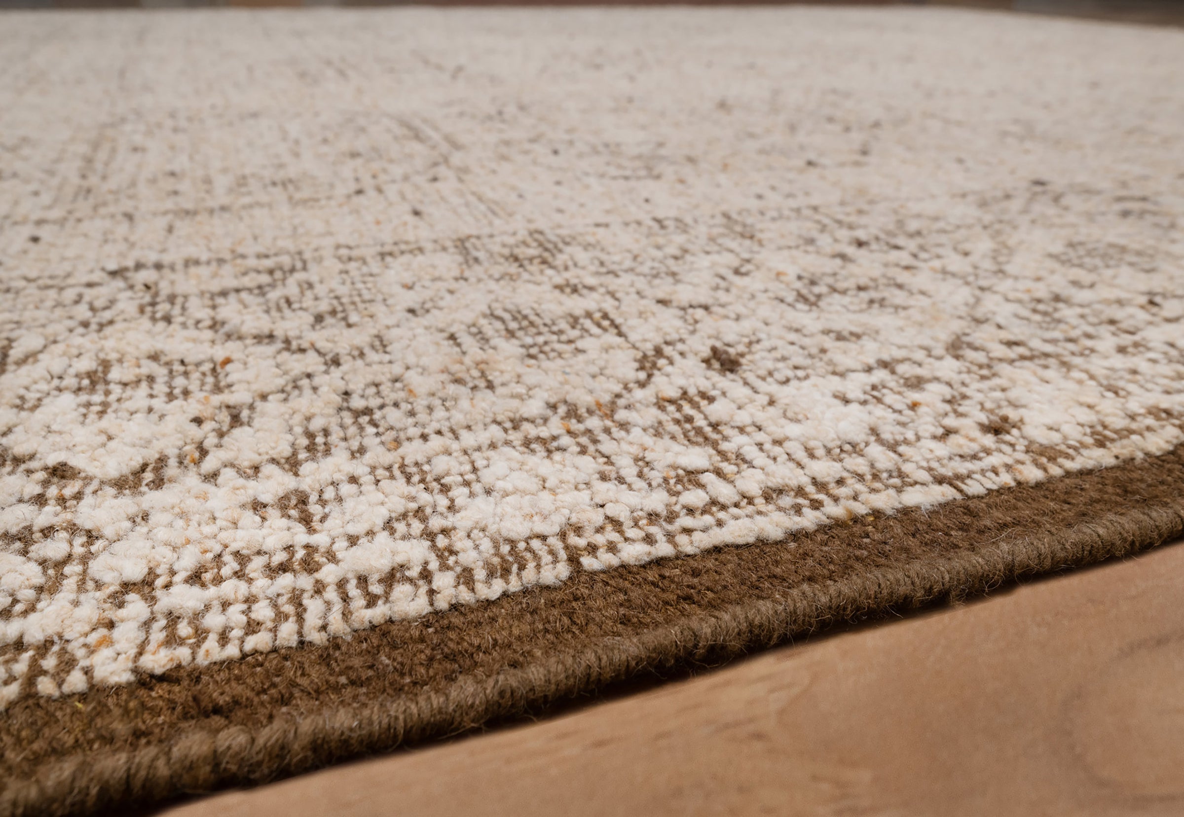 Soft Ground Jasper Sand Wool Rug, Hand-Knotted Tribal Medallion, Beige Brown Vintage Area Rug 8x10 | Custom Size