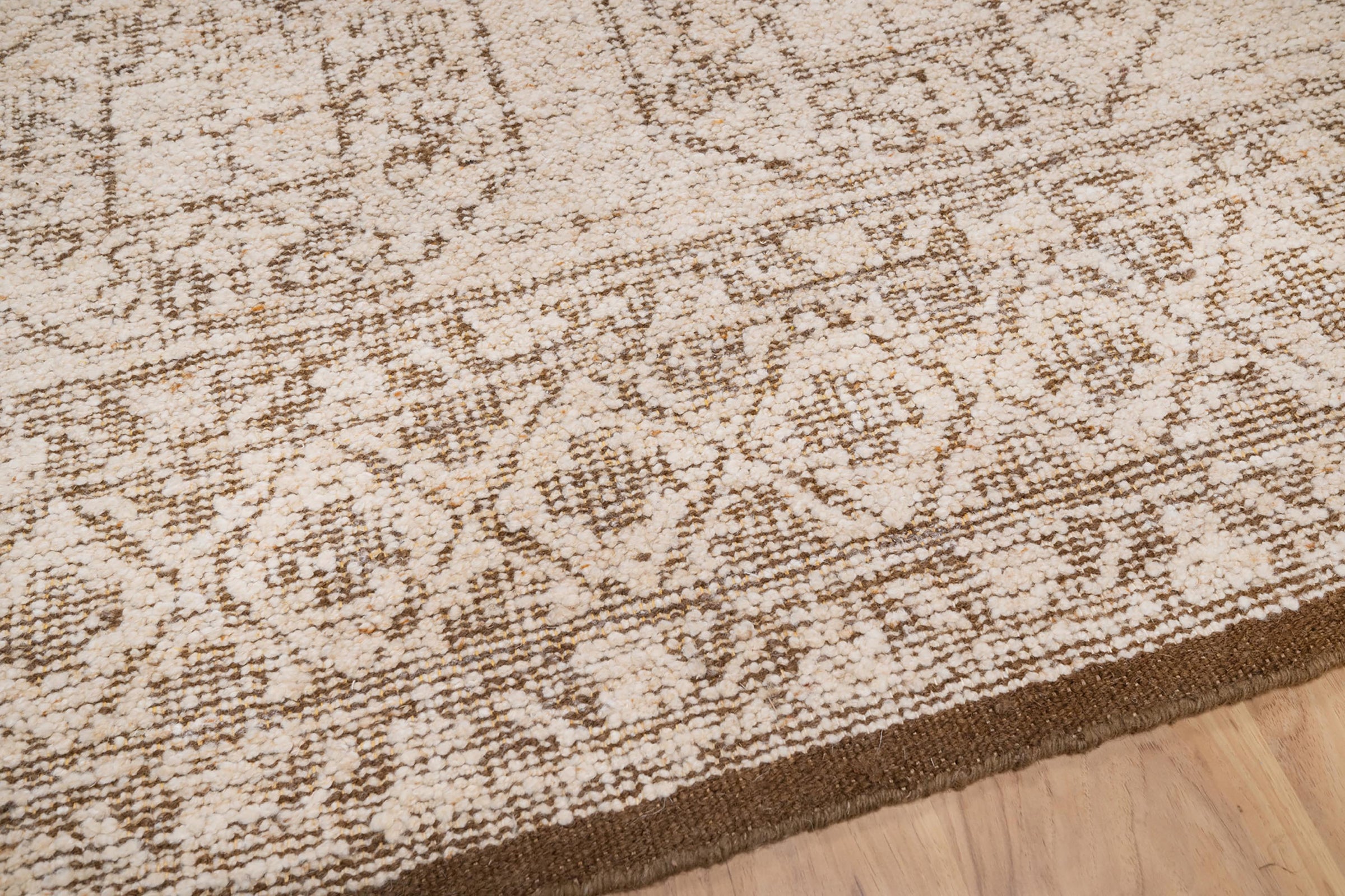 Soft Ground Jasper Sand Wool Rug, Hand-Knotted Tribal Medallion, Beige Brown Vintage Area Rug 8x10 | Custom Size