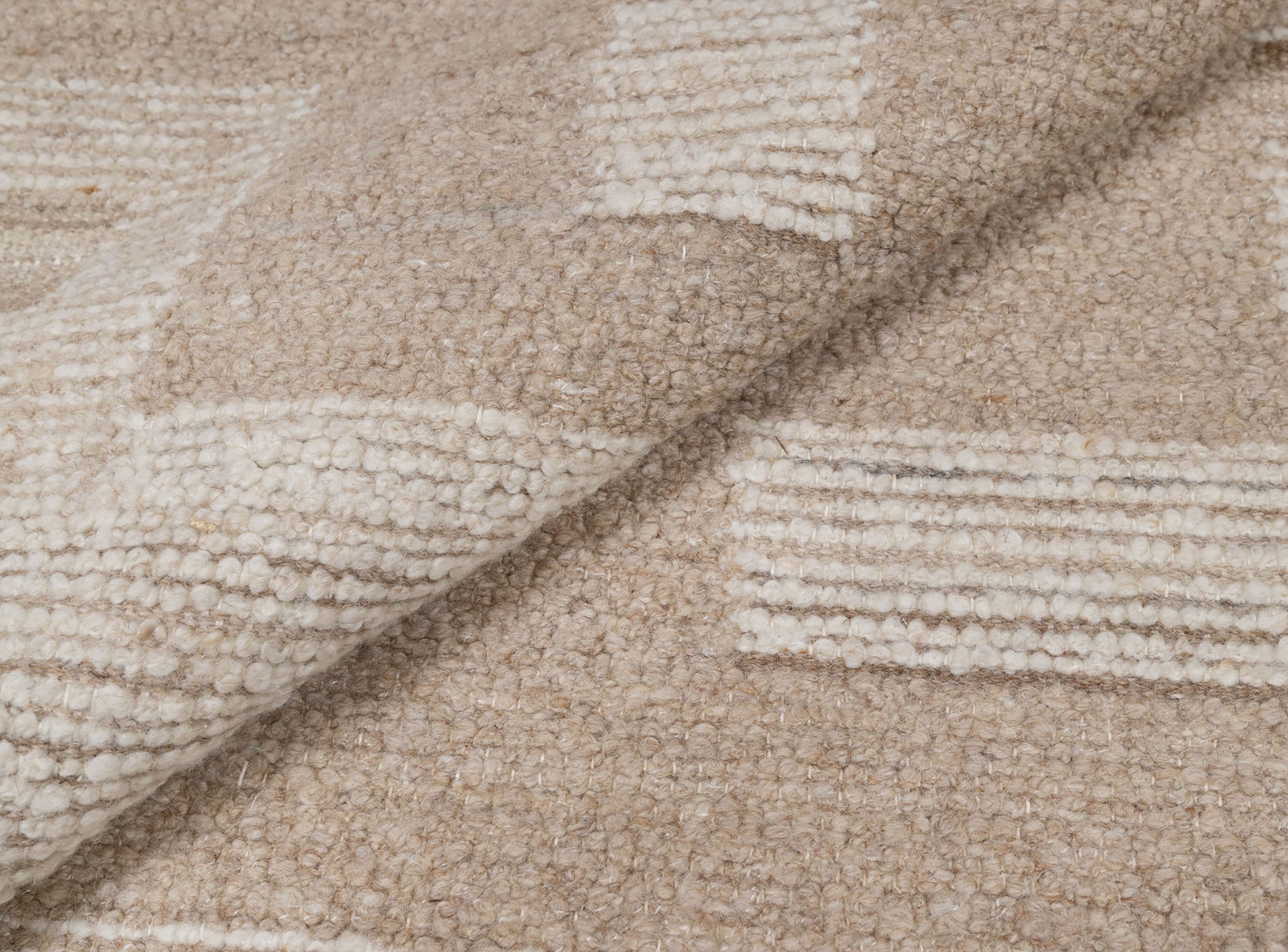 Warm Grain Rampart Taupe Wool Rug, Hand-Knotted Block Maze, Greige Ivory Abstract Area Rug 8x10 | Custom Size
