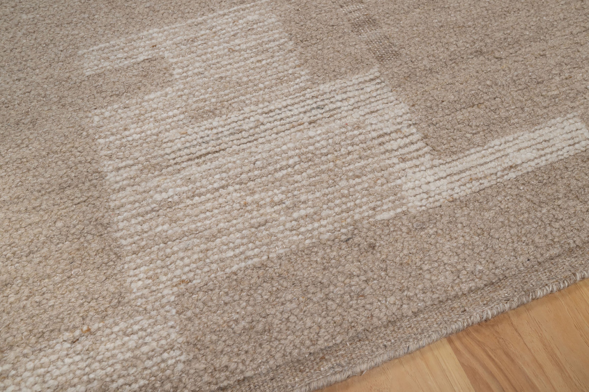 Warm Grain Rampart Taupe Wool Rug, Hand-Knotted Block Maze, Greige Ivory Abstract Area Rug 8x10 | Custom Size