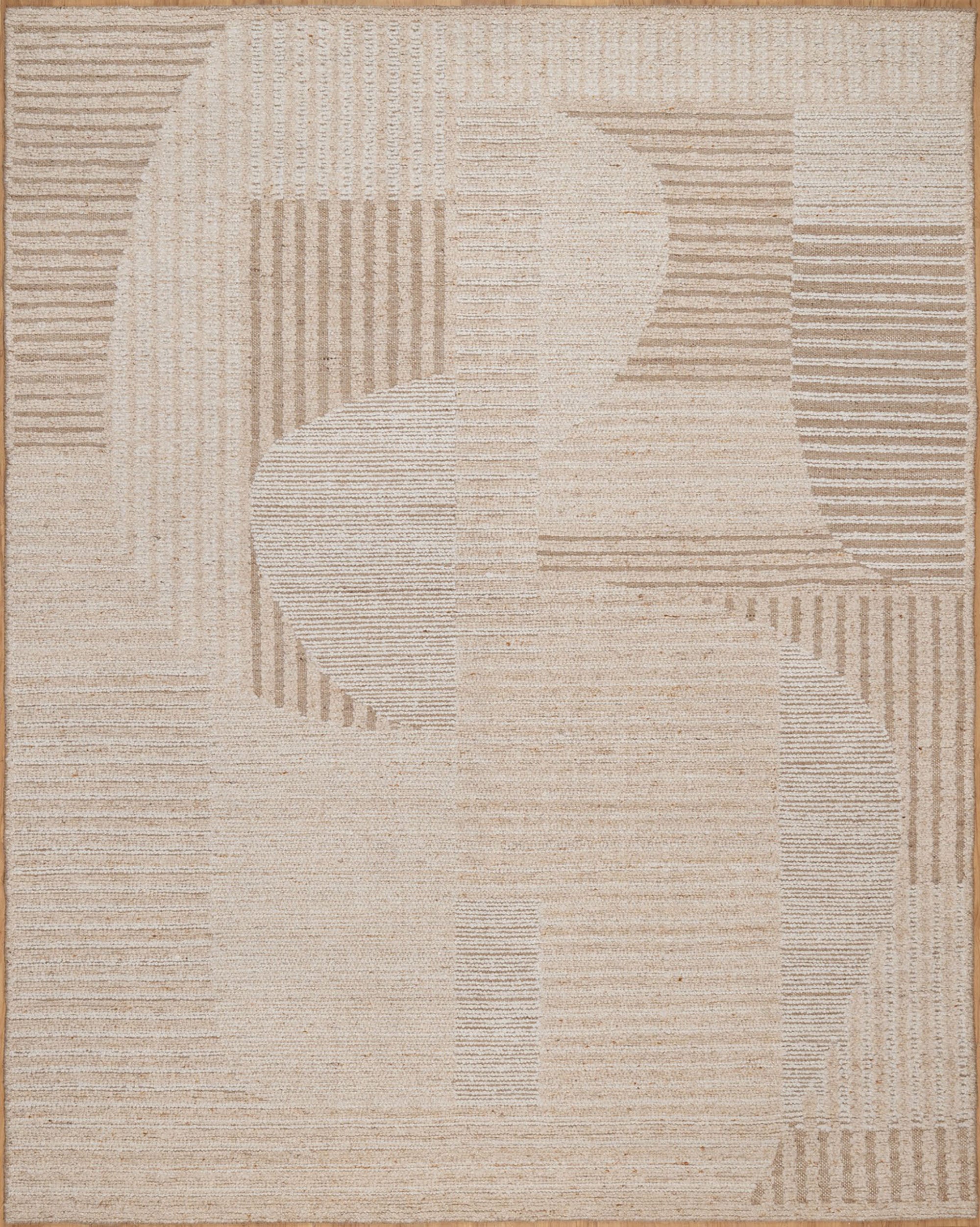 Warm Grain Crescent Oat Wool Rug, Hand-Knotted Sculpted Arc, Ivory Cream Abstract Area Rug 8x10 | Custom Size