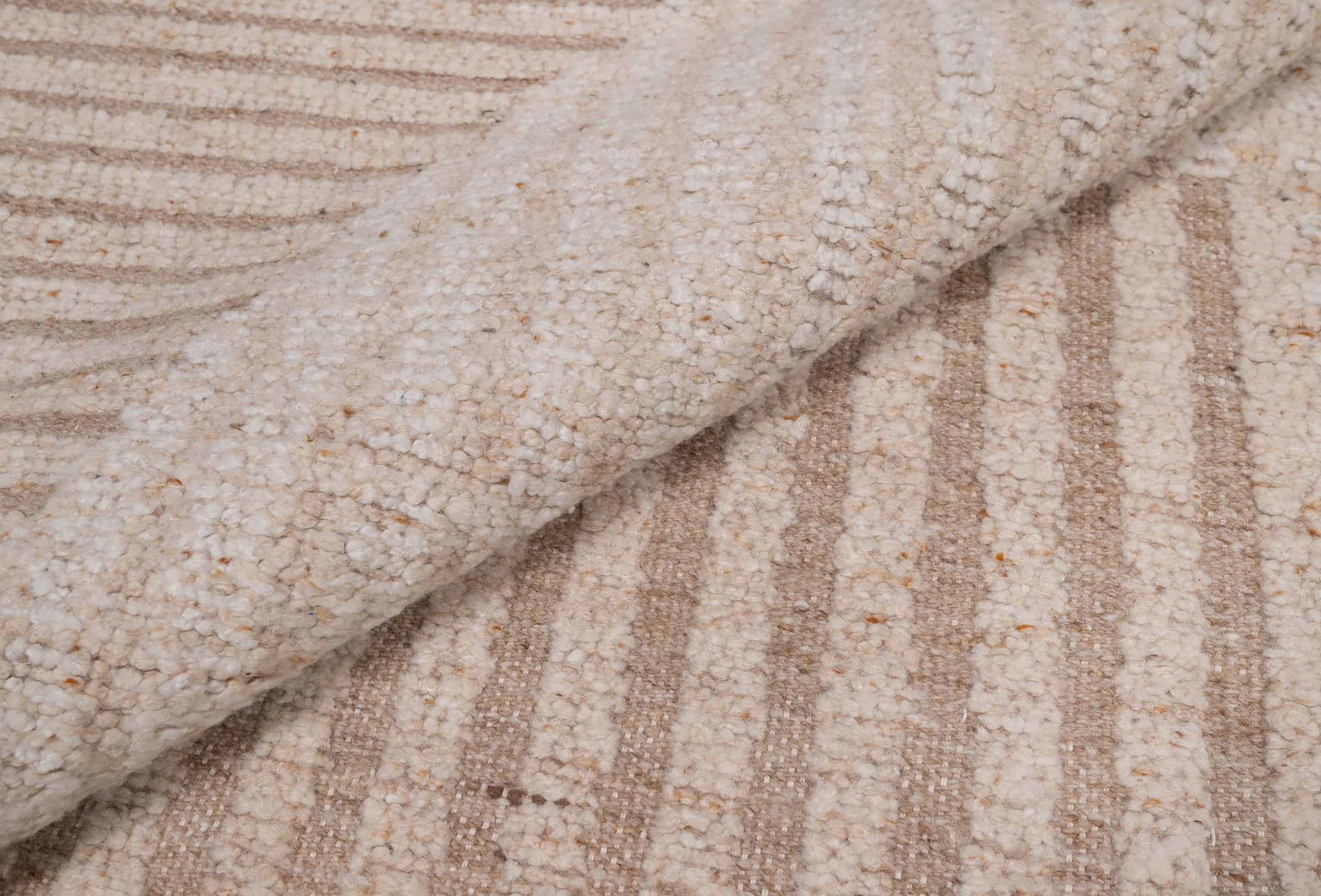 Warm Grain Crescent Oat Wool Rug, Hand-Knotted Sculpted Arc, Ivory Cream Abstract Area Rug 8x10 | Custom Size