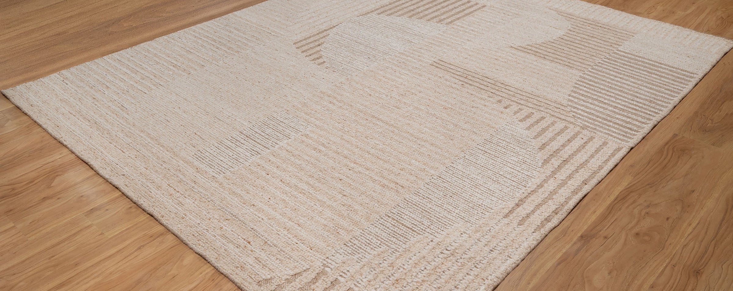 Warm Grain Crescent Oat Wool Rug, Hand-Knotted Sculpted Arc, Ivory Cream Abstract Area Rug 8x10 | Custom Size
