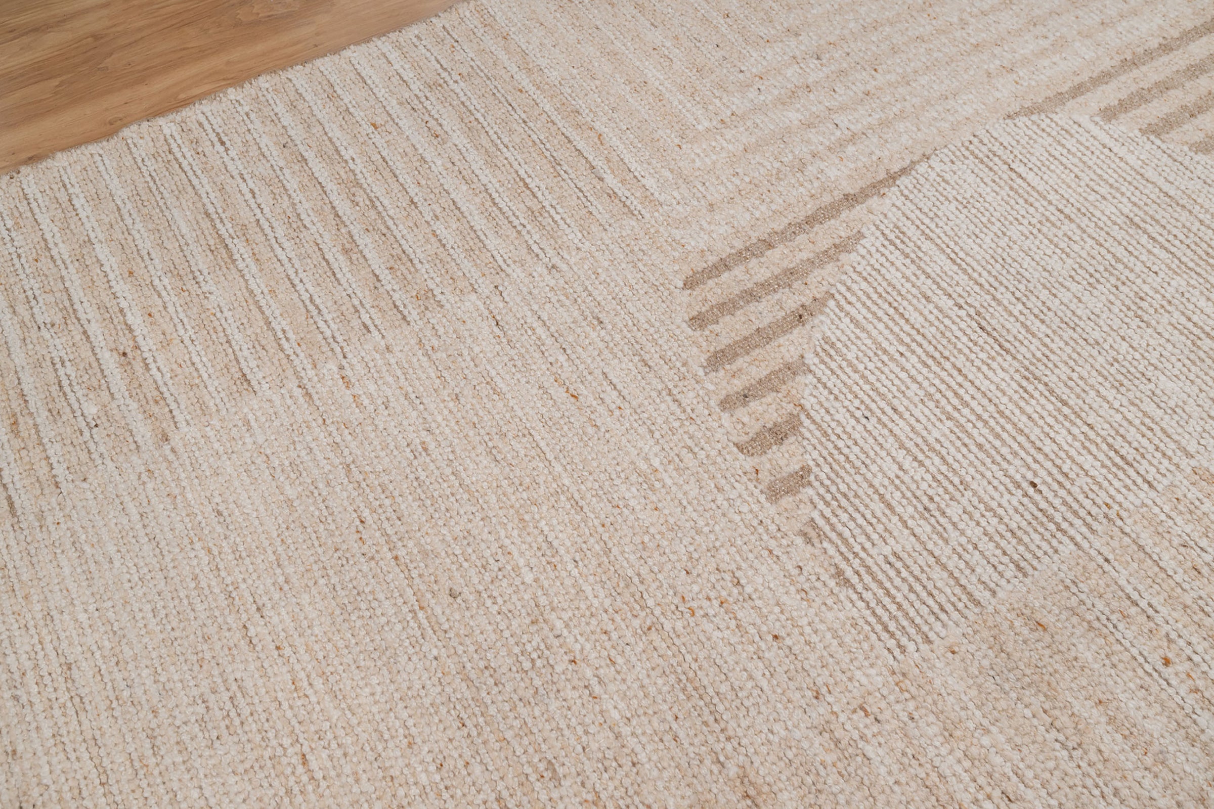 Warm Grain Crescent Oat Wool Rug, Hand-Knotted Sculpted Arc, Ivory Cream Abstract Area Rug 8x10 | Custom Size