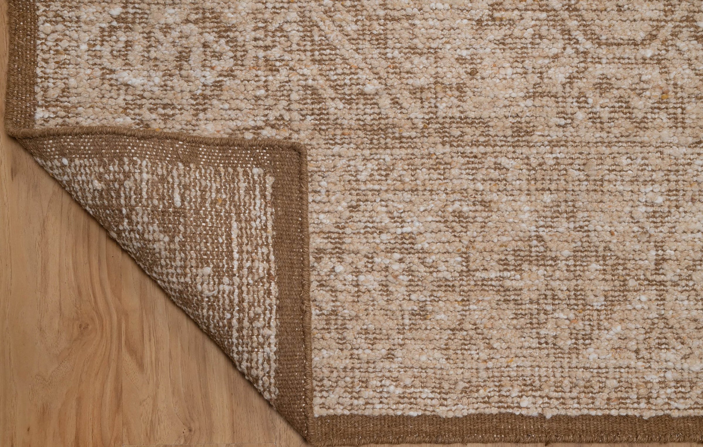 Soft Ground Agate Sand Wool Rug, Hand-Knotted Oushak Lattice, Beige Tan Faded Vintage Area Rug 8x10 | Custom Size
