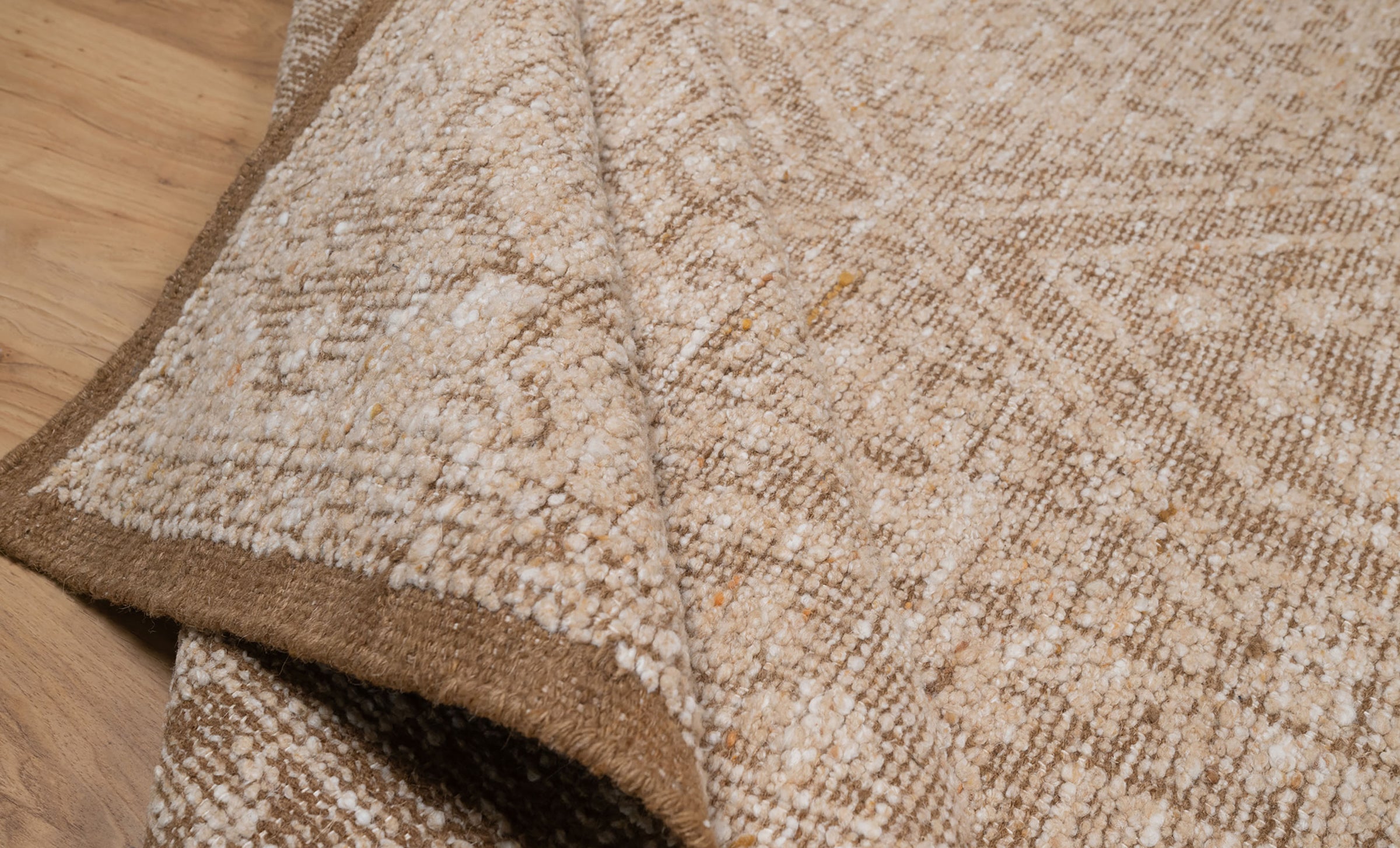 Soft Ground Agate Sand Wool Rug, Hand-Knotted Oushak Lattice, Beige Tan Faded Vintage Area Rug 8x10 | Custom Size