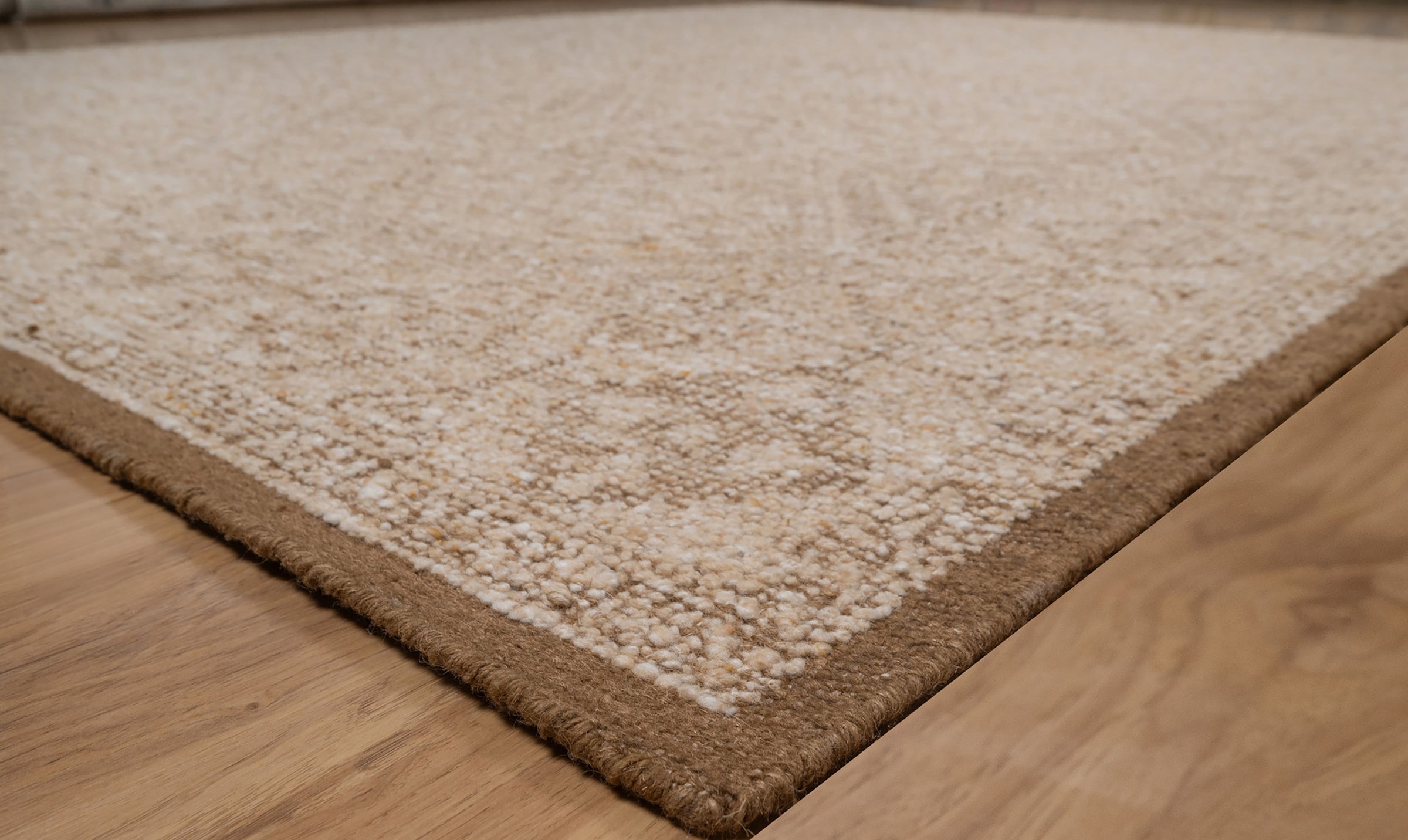 Soft Ground Agate Sand Wool Rug, Hand-Knotted Oushak Lattice, Beige Tan Faded Vintage Area Rug 8x10 | Custom Size