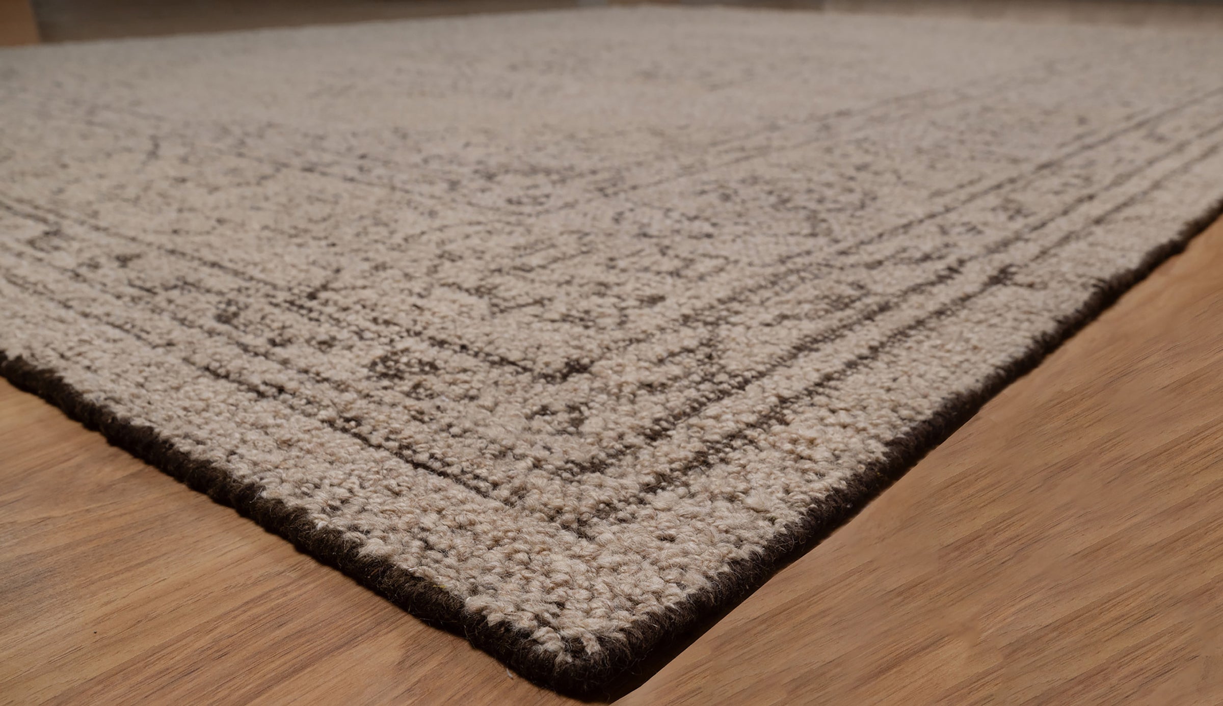 Soft Ground Onyx Taupe Wool Rug, Hand-Knotted Medallion Heriz, Greige Brown Vintage Area Rug 8x10 | Custom Size