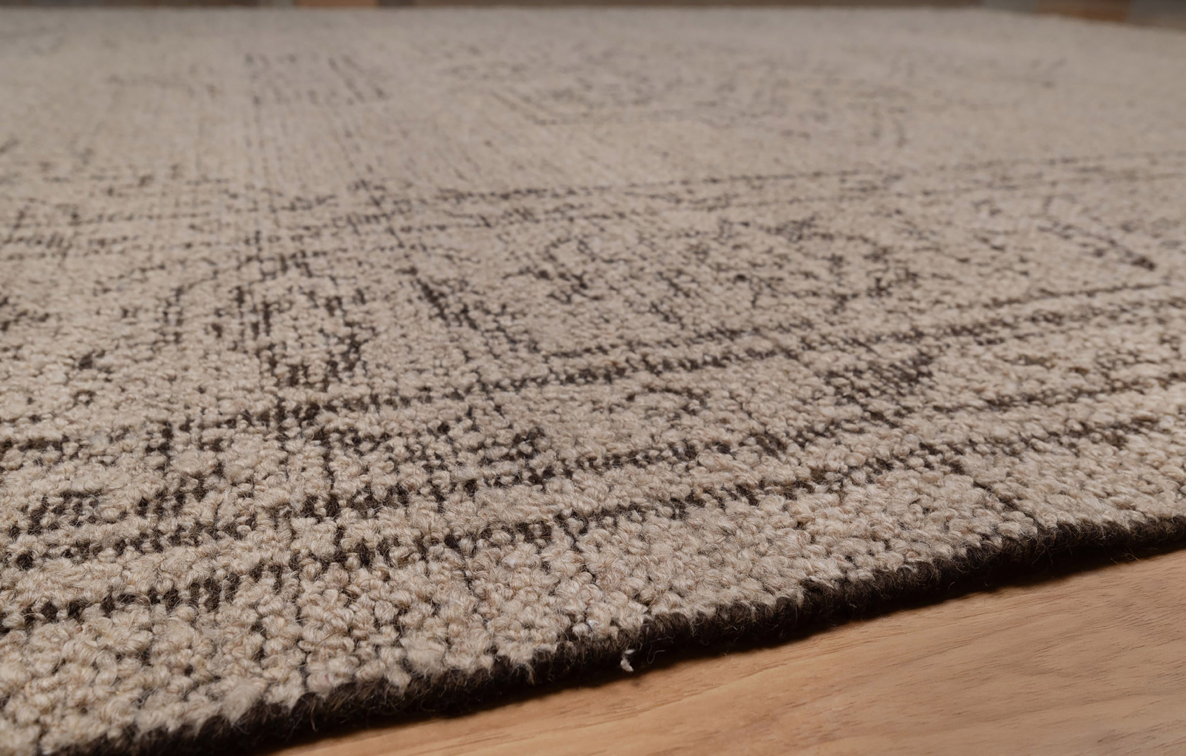 Soft Ground Onyx Taupe Wool Rug, Hand-Knotted Medallion Heriz, Greige Brown Vintage Area Rug 8x10 | Custom Size
