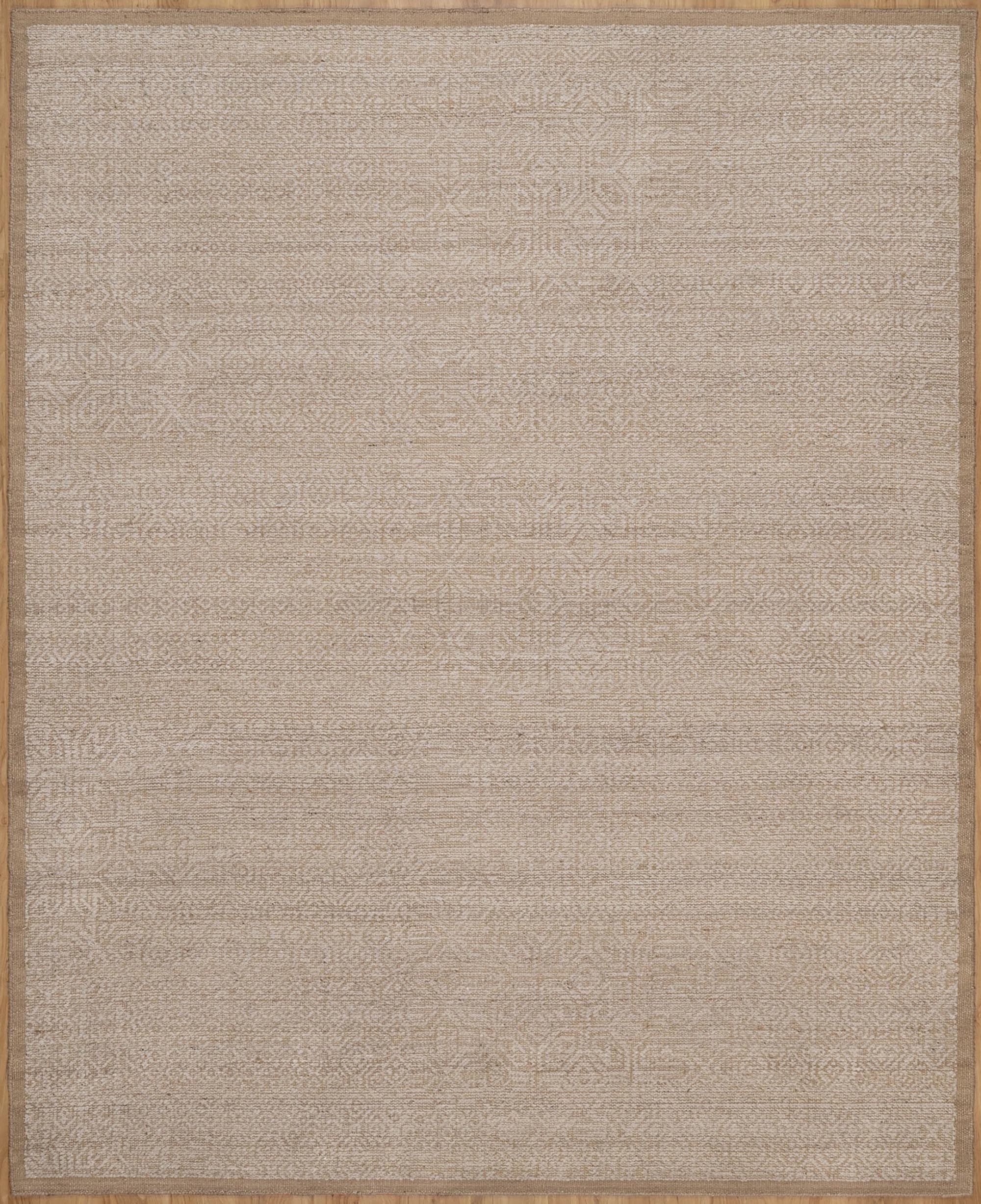 Warm Grain Muslin Oat Wool Rug, Hand-Knotted Diamond Lattice, Natural Ivory Beige Area Rug 8x10 | Custom Size