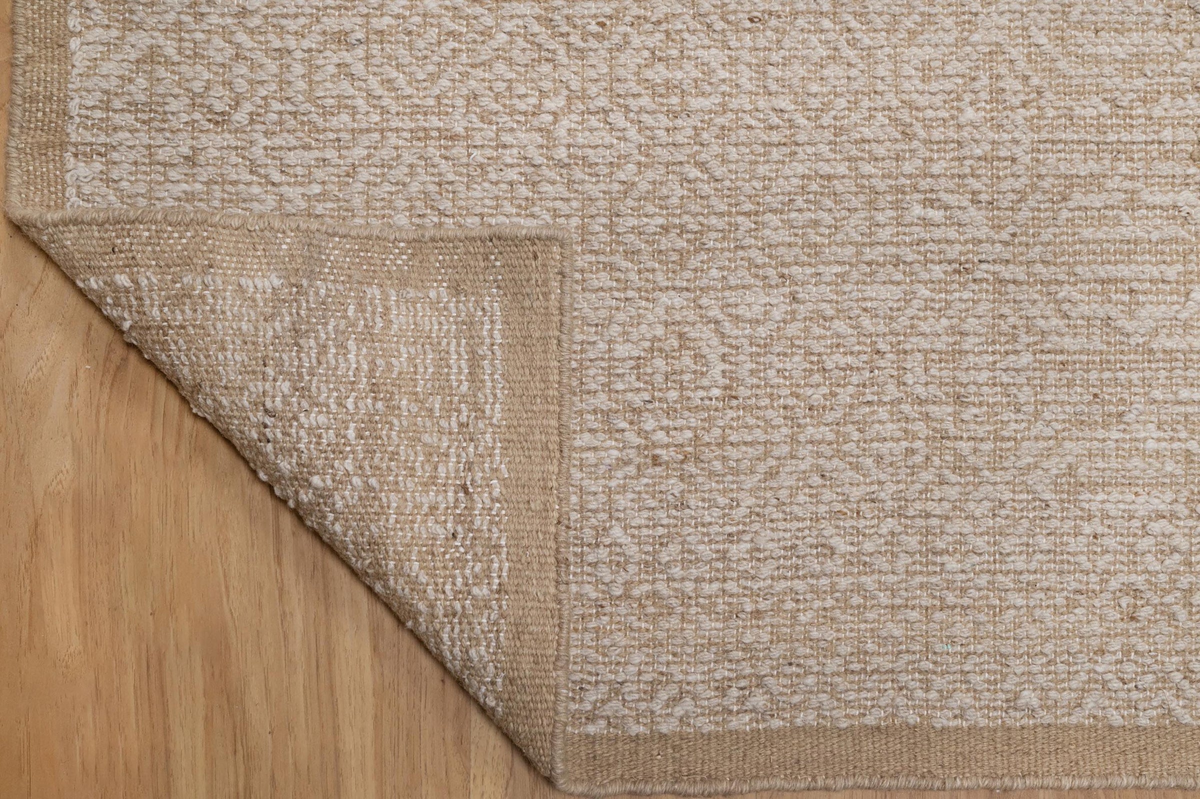 Warm Grain Muslin Oat Wool Rug, Hand-Knotted Diamond Lattice, Natural Ivory Beige Area Rug 8x10 | Custom Size