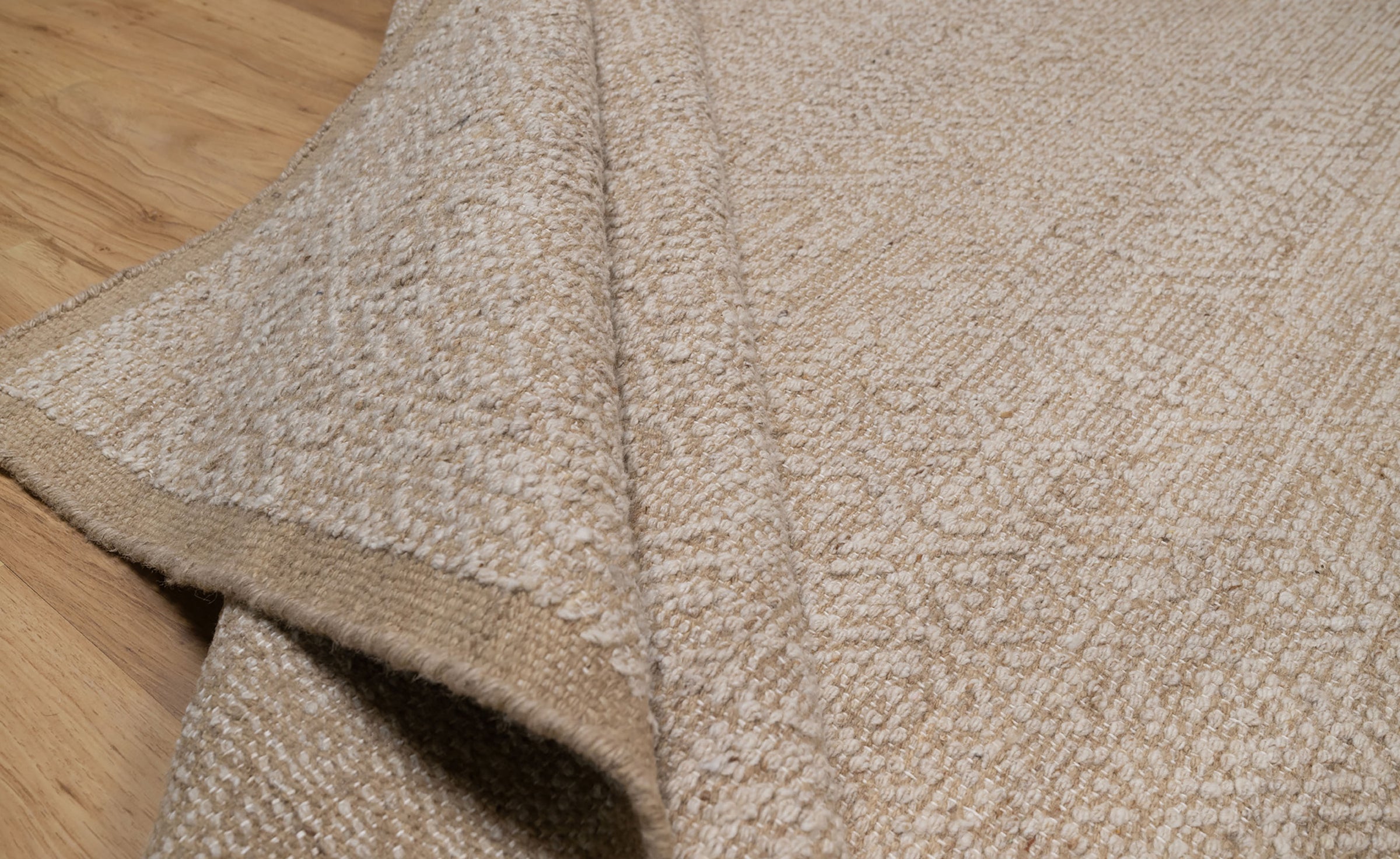Warm Grain Muslin Oat Wool Rug, Hand-Knotted Diamond Lattice, Natural Ivory Beige Area Rug 8x10 | Custom Size
