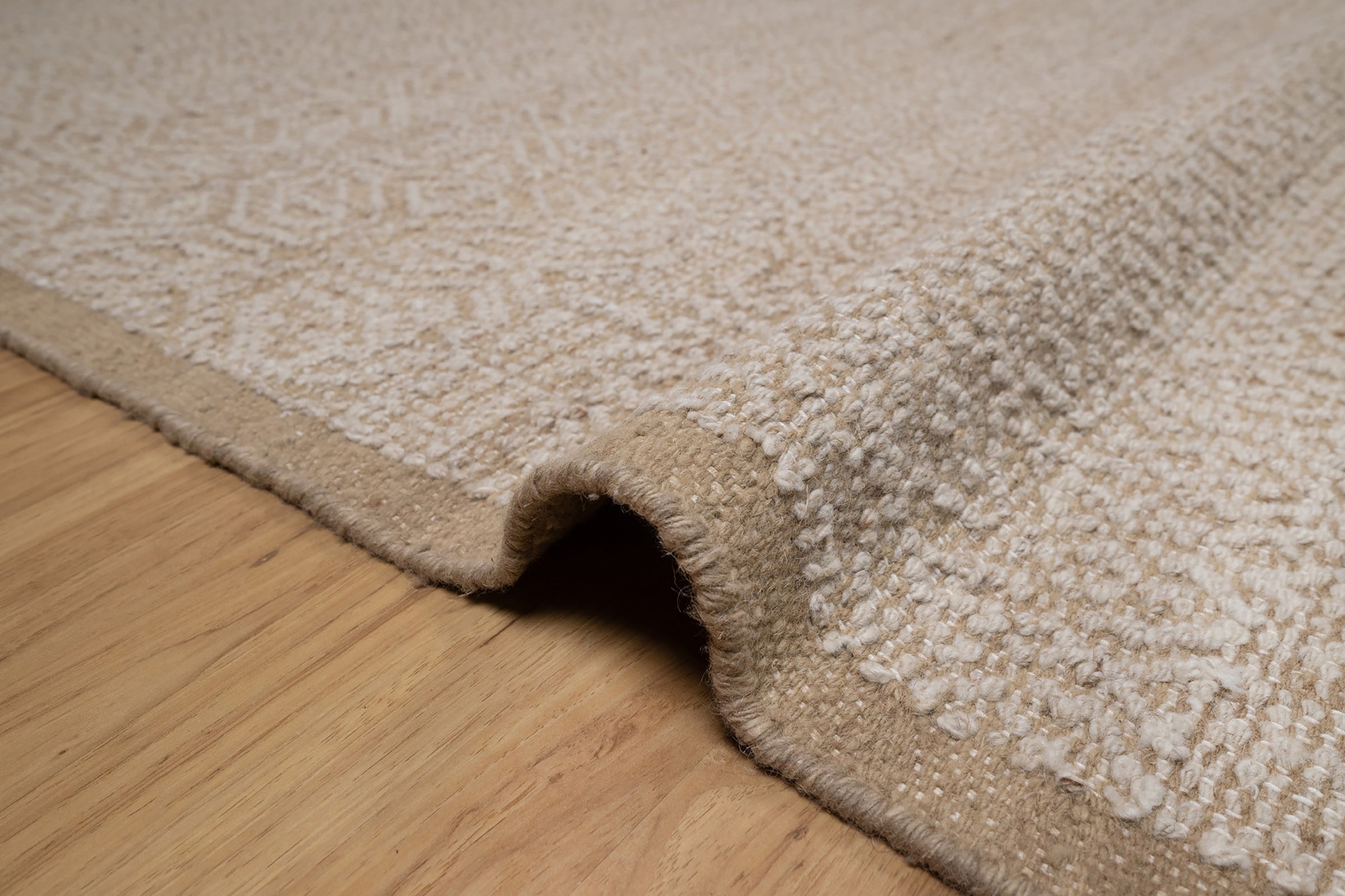 Warm Grain Muslin Oat Wool Rug, Hand-Knotted Diamond Lattice, Natural Ivory Beige Area Rug 8x10 | Custom Size