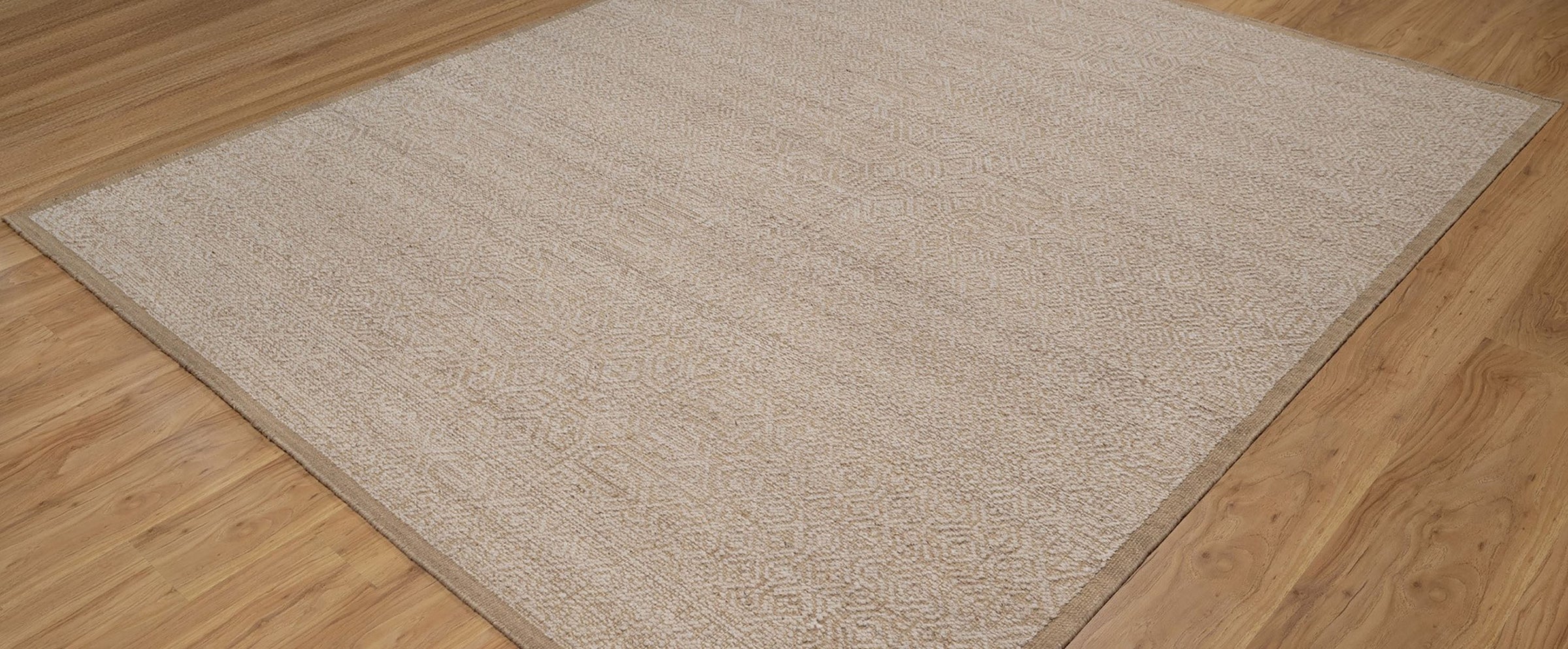 Warm Grain Muslin Oat Wool Rug, Hand-Knotted Diamond Lattice, Natural Ivory Beige Area Rug 8x10 | Custom Size