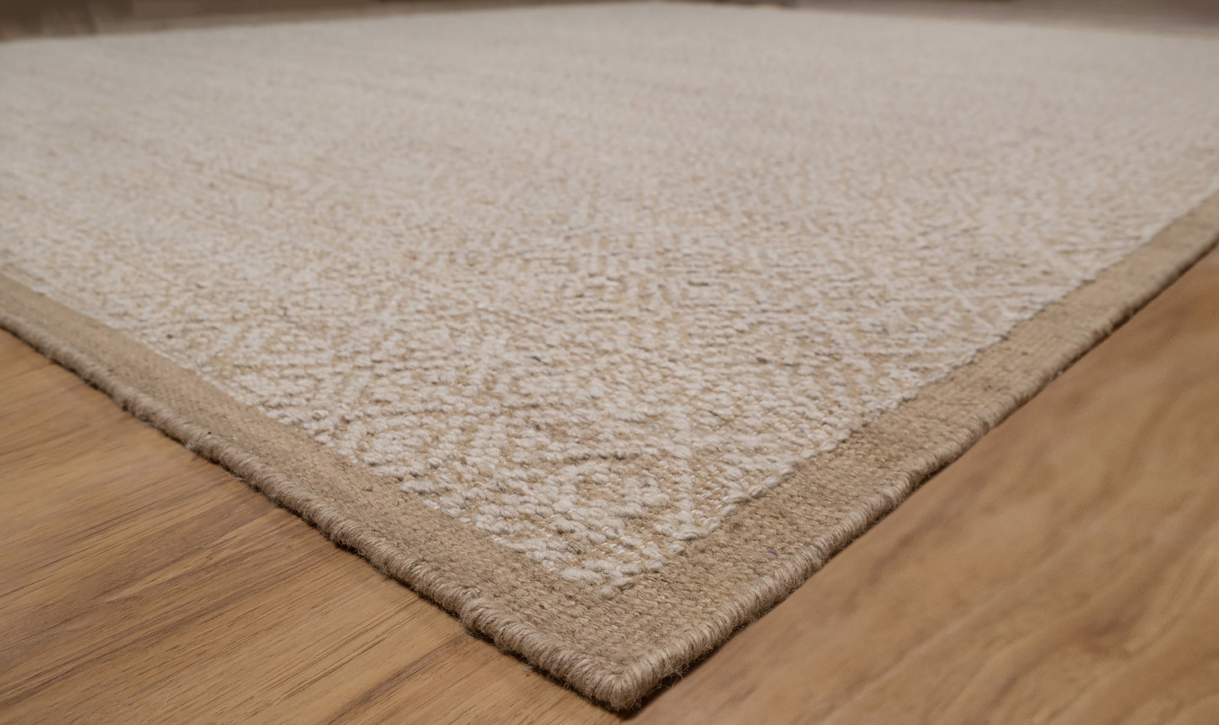 Warm Grain Muslin Oat Wool Rug, Hand-Knotted Diamond Lattice, Natural Ivory Beige Area Rug 8x10 | Custom Size