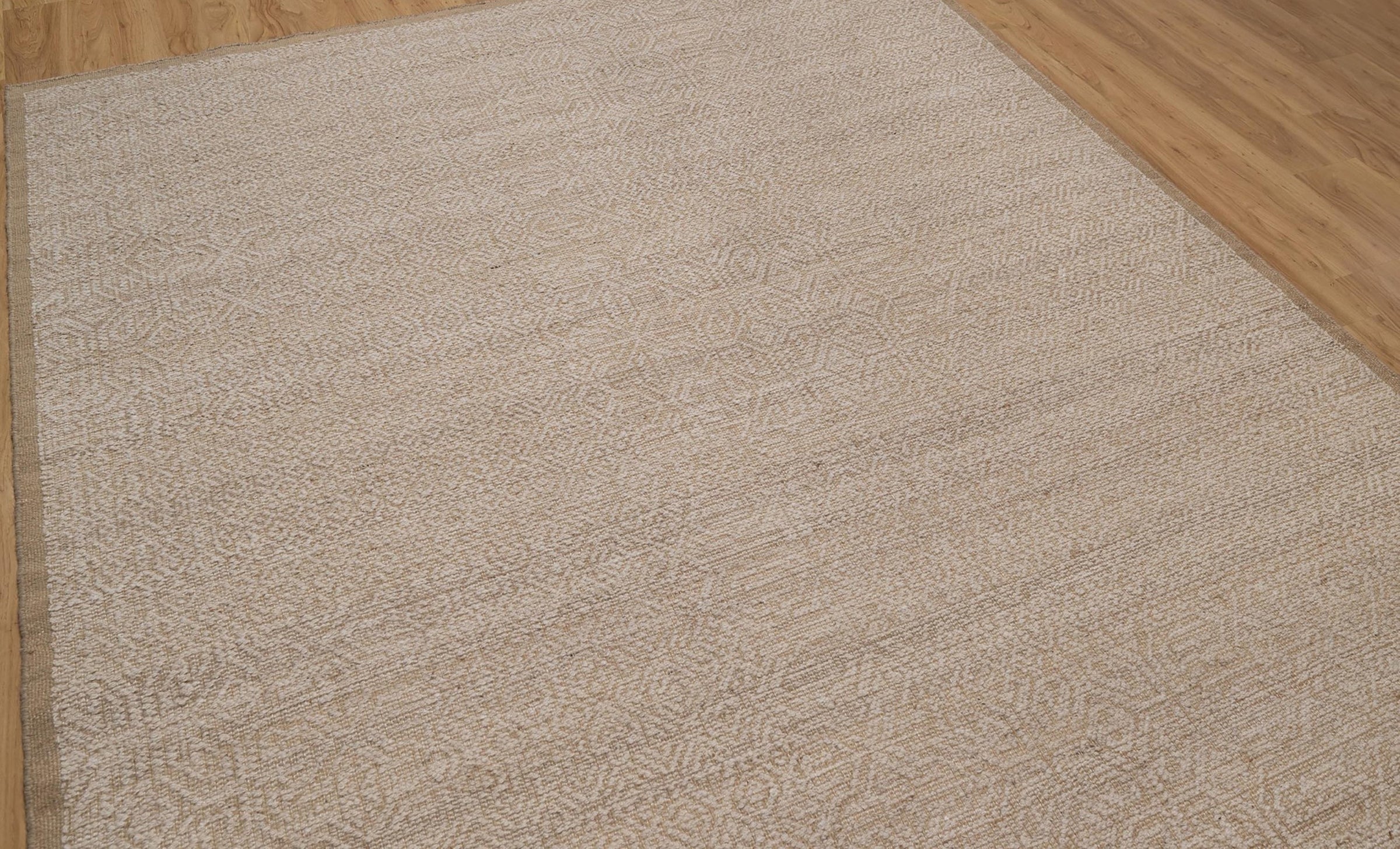 Warm Grain Muslin Oat Wool Rug, Hand-Knotted Diamond Lattice, Natural Ivory Beige Area Rug 8x10 | Custom Size