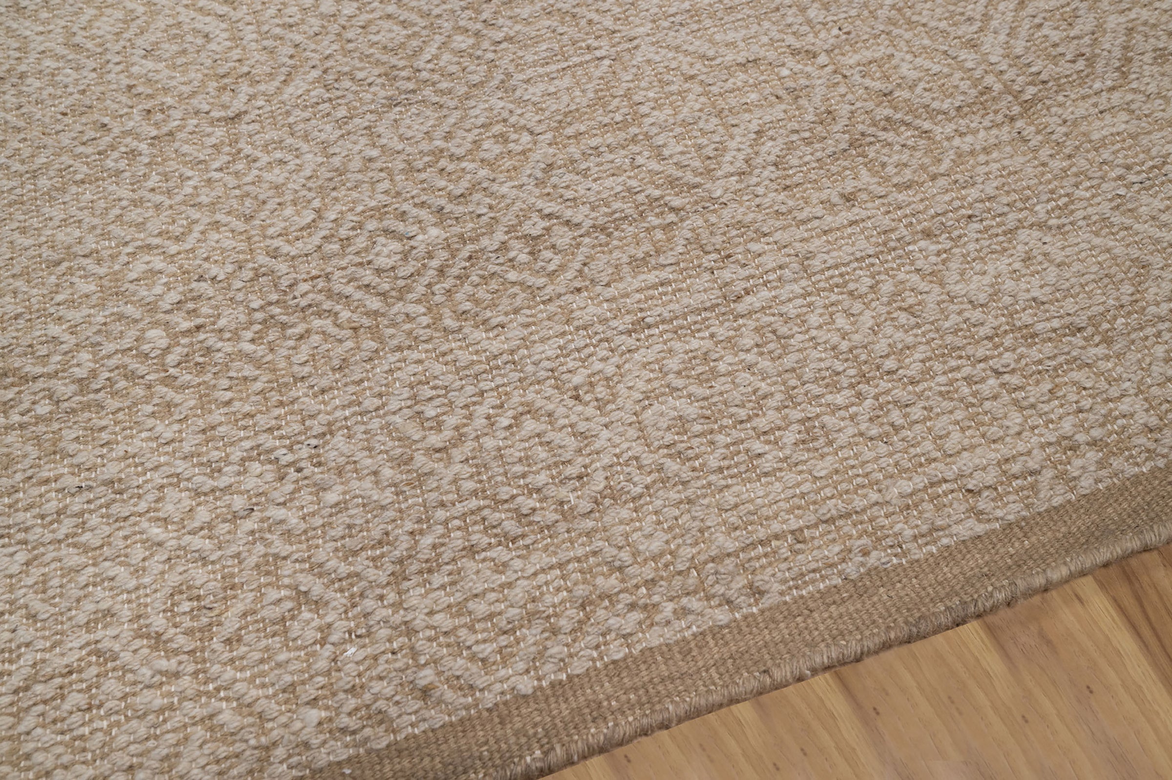 Warm Grain Muslin Oat Wool Rug, Hand-Knotted Diamond Lattice, Natural Ivory Beige Area Rug 8x10 | Custom Size