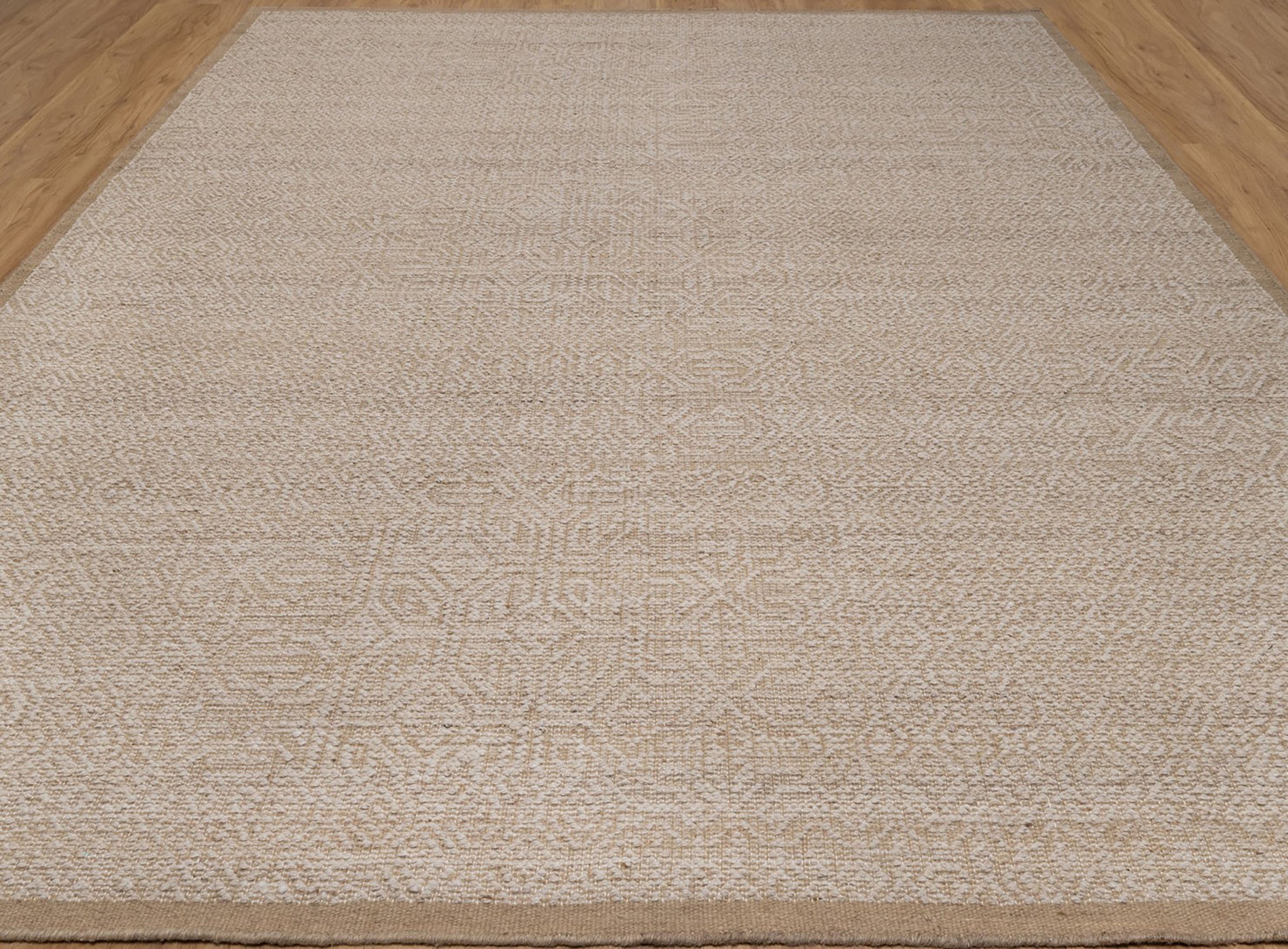 Warm Grain Muslin Oat Wool Rug, Hand-Knotted Diamond Lattice, Natural Ivory Beige Area Rug 8x10 | Custom Size