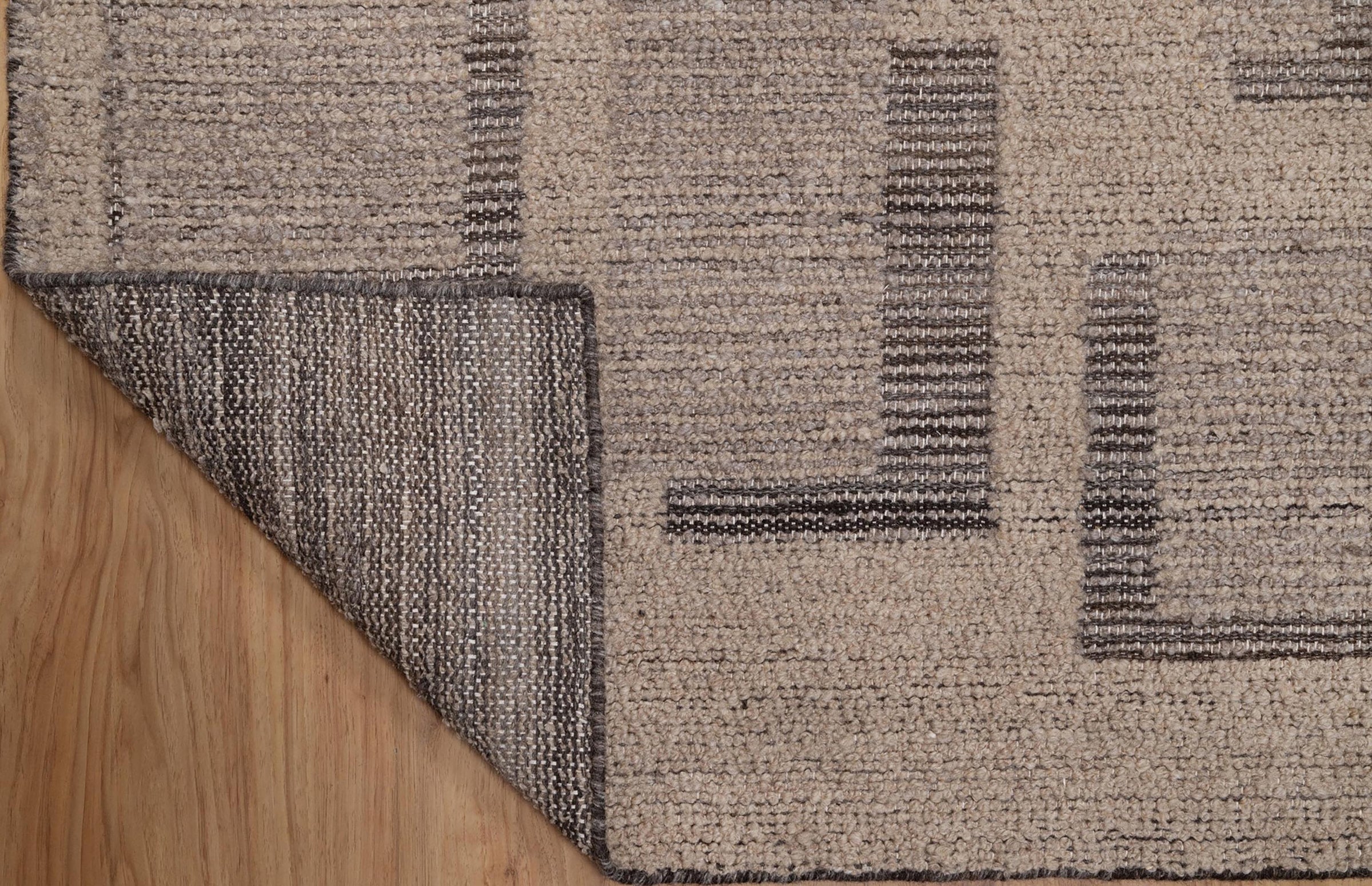 Open Field Butte Taupe Wool Rug, Hand-Knotted Angular Marks, Greige Charcoal Abstract Area Rug 8x10 | Custom Size