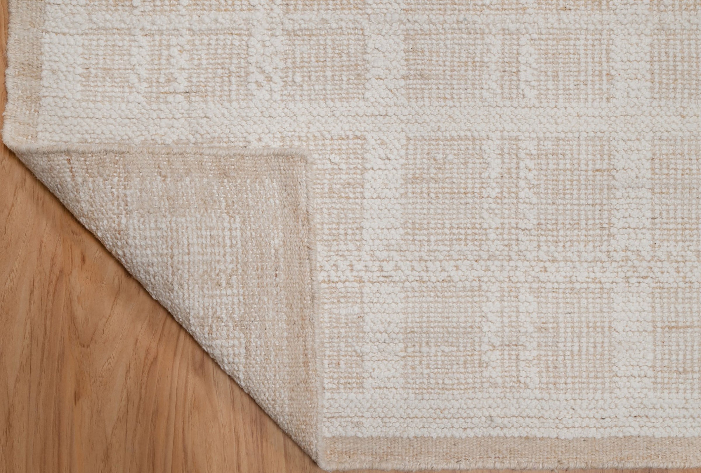 Warm Grain Batiste Oat Wool Rug, Hand-Knotted Checkerboard, Ivory Cream Natural Area Rug 8x10 | Custom Size