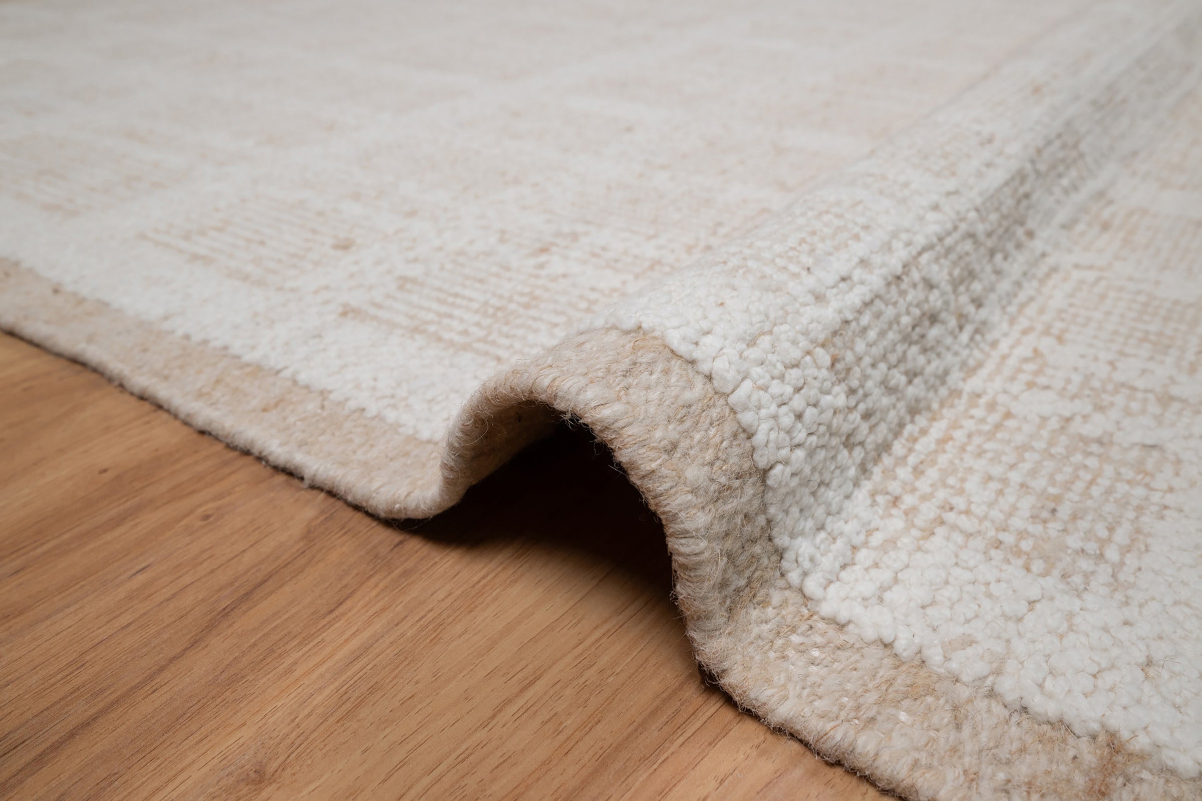 Warm Grain Batiste Oat Wool Rug, Hand-Knotted Checkerboard, Ivory Cream Natural Area Rug 8x10 | Custom Size