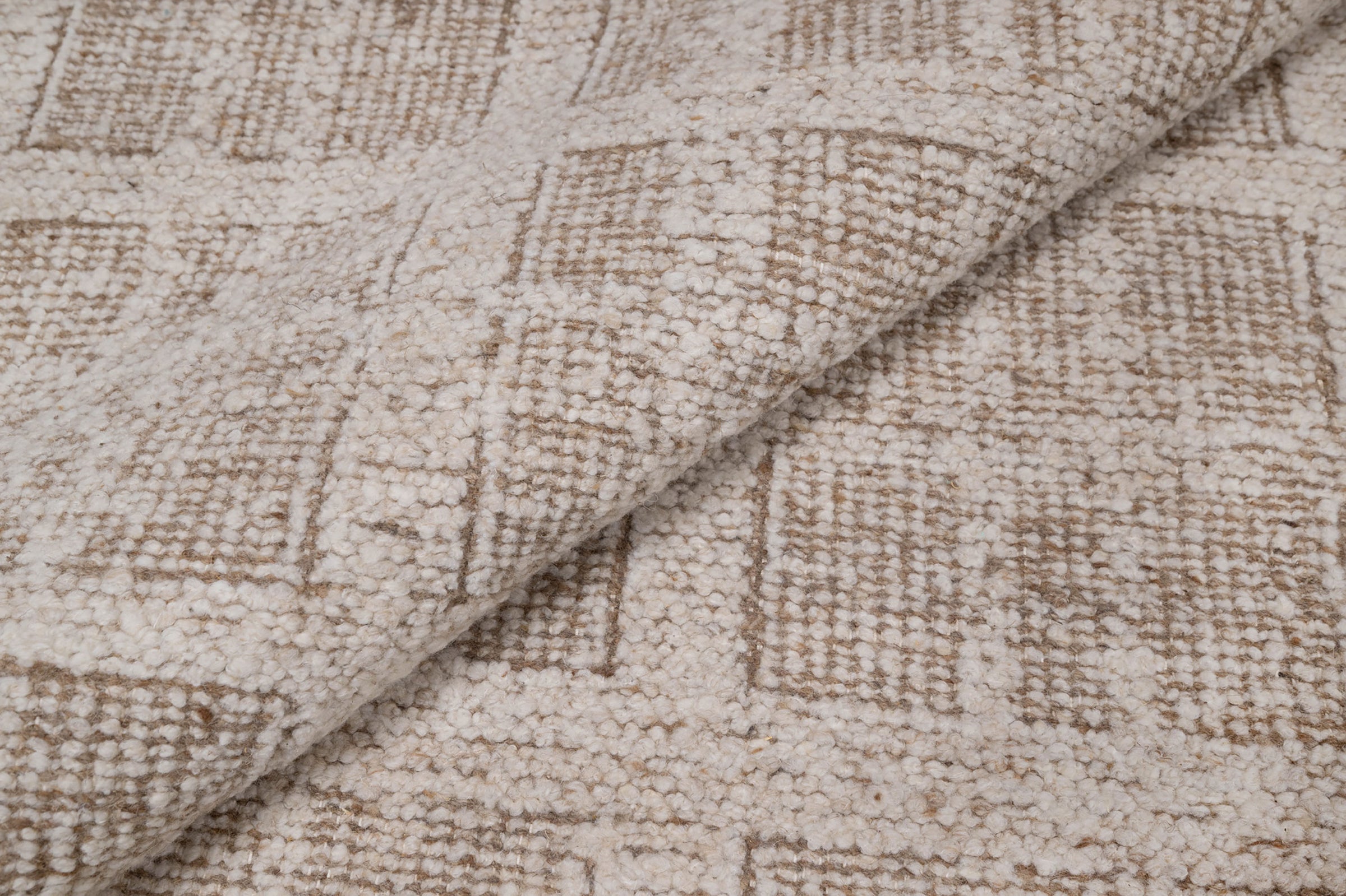 Warm Grain Gauze Oat Wool Rug, Hand-Knotted Grid Check, Ivory Tan Natural Area Rug 8x10 | Custom Size