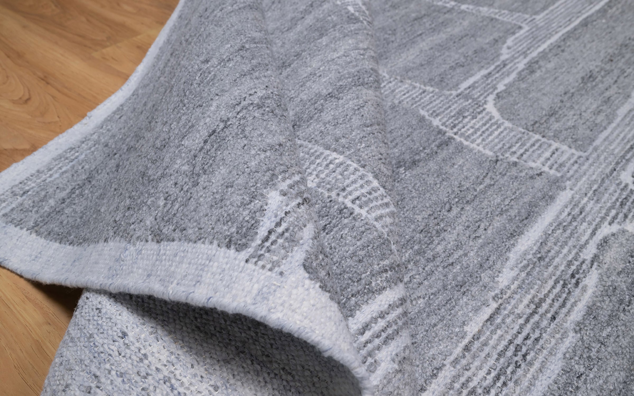 Warm Grain Crag Ash Wool Rug, Hand-Knotted Flagstone Lines, Grey Ivory Abstract Area Rug 8x10 | Custom Size