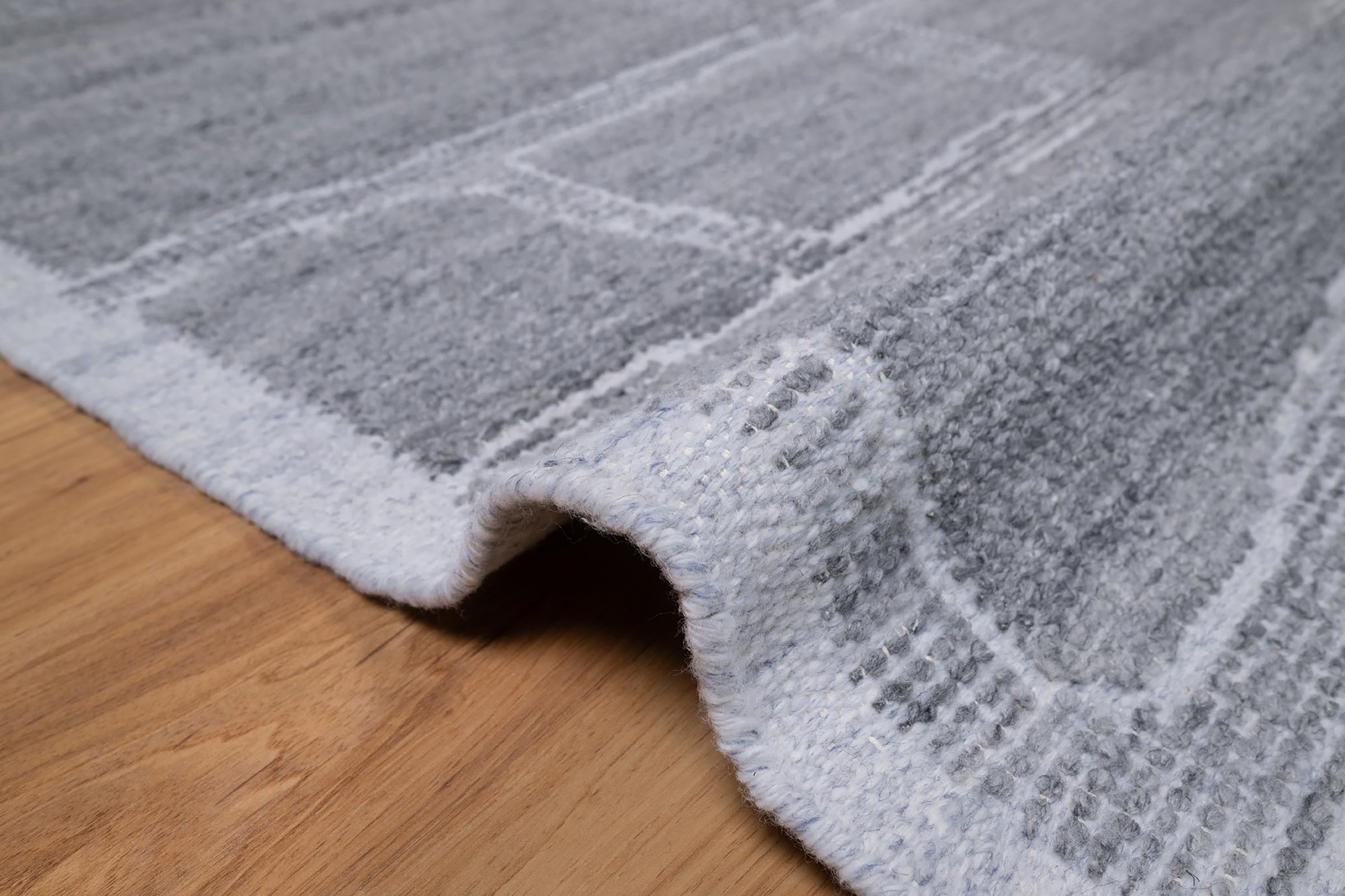 Warm Grain Crag Ash Wool Rug, Hand-Knotted Flagstone Lines, Grey Ivory Abstract Area Rug 8x10 | Custom Size