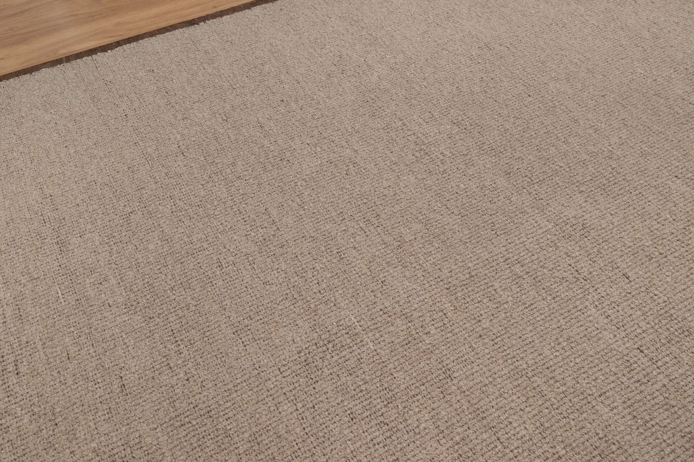 Open Field Peat Taupe Wool Rug, Hand-Woven Plain Border, Warm Greige Brown Area Rug 8x10 | Custom Size