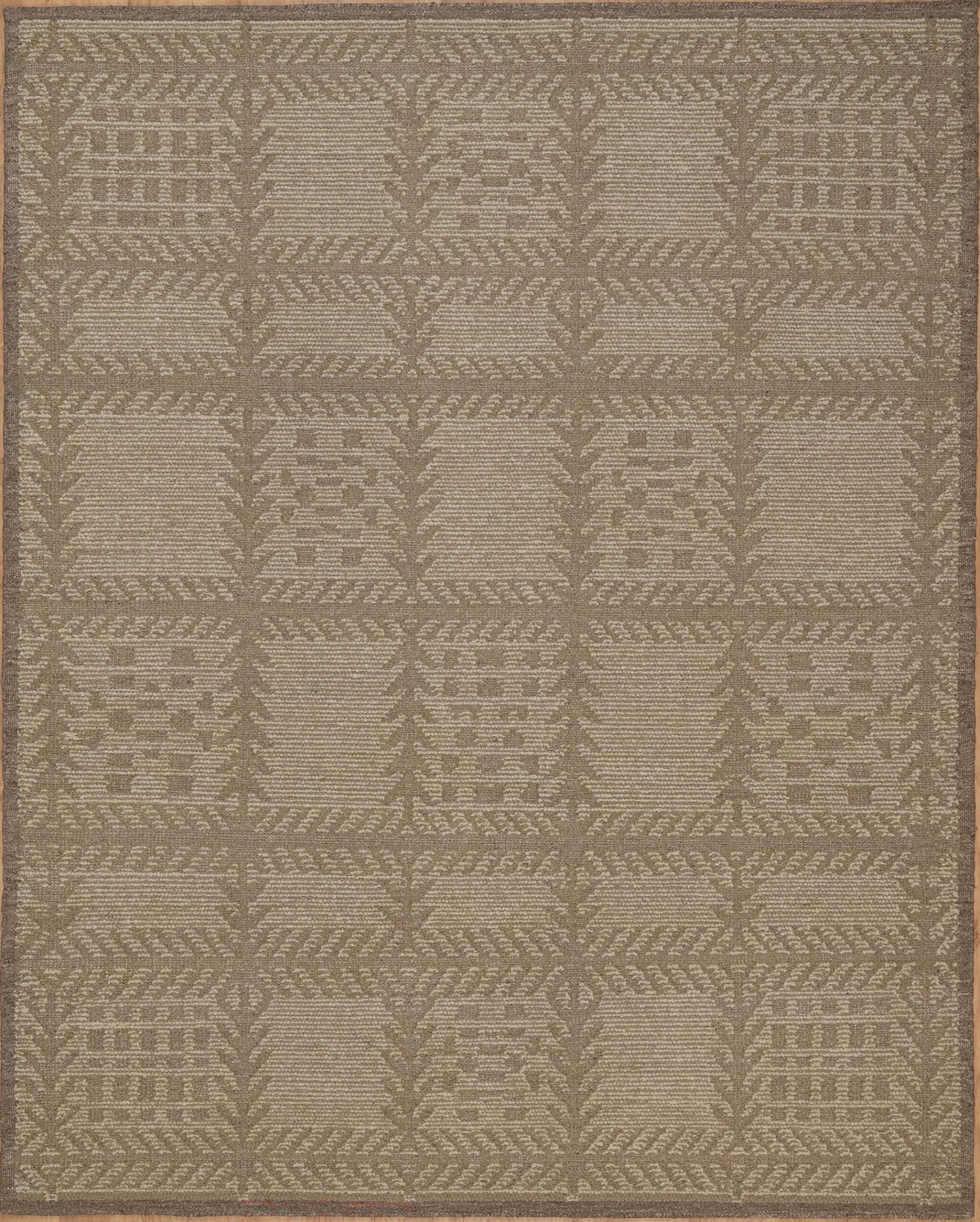 Warm Grain Larch Taupe Wool Rug, Hand-Knotted Tree Motif, Greige Ivory Scandinavian Area Rug 8x10 | Custom Size