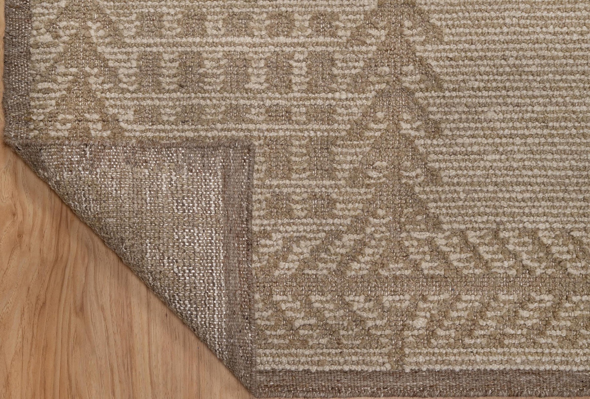 Warm Grain Larch Taupe Wool Rug, Hand-Knotted Tree Motif, Greige Ivory Scandinavian Area Rug 8x10 | Custom Size