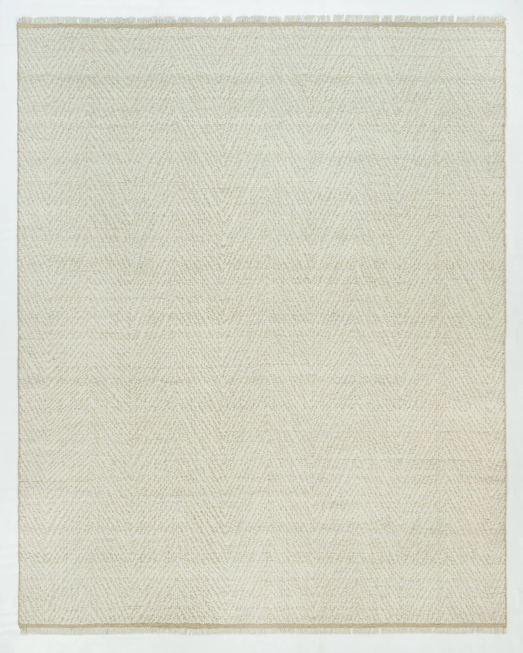 Woven Ridge Moor Ivory Wool Rug, Hand-Woven Tonal Herringbone, Cream Natural Area Rug 8x10 | Custom Size