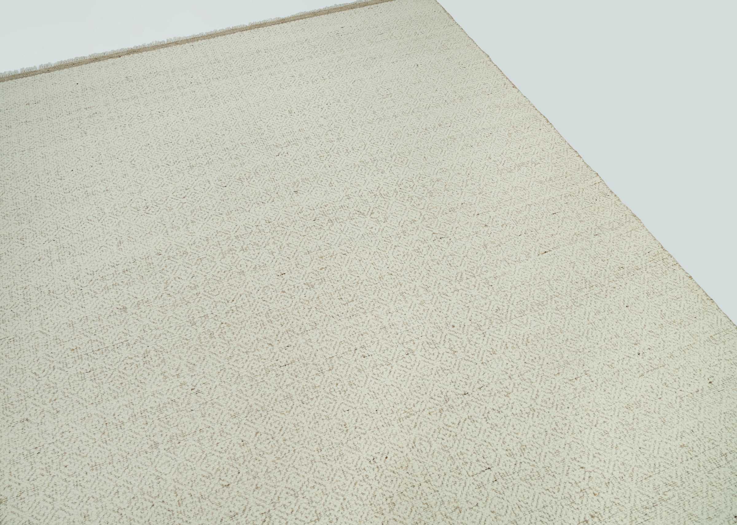 Open Field Chalk Ivory Wool Rug, Hand-Woven Micro Diamond, Cream Natural Minimalist Area Rug 8x10 | Custom Size