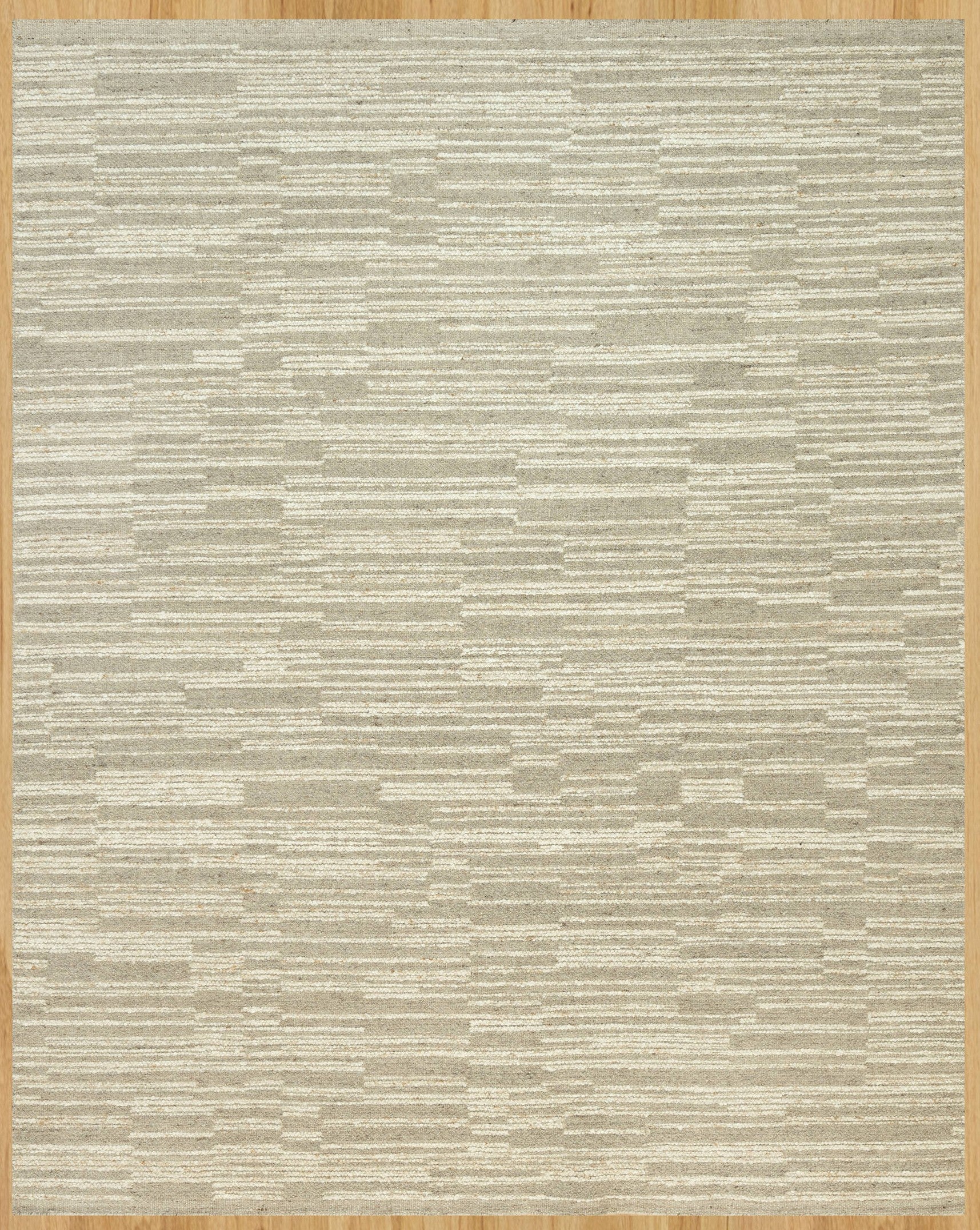 Woven Ridge Scree Oat Wool Rug, Hand-Knotted Broken Dash, Warm Greige Ivory Area Rug 8x10 | Custom Size