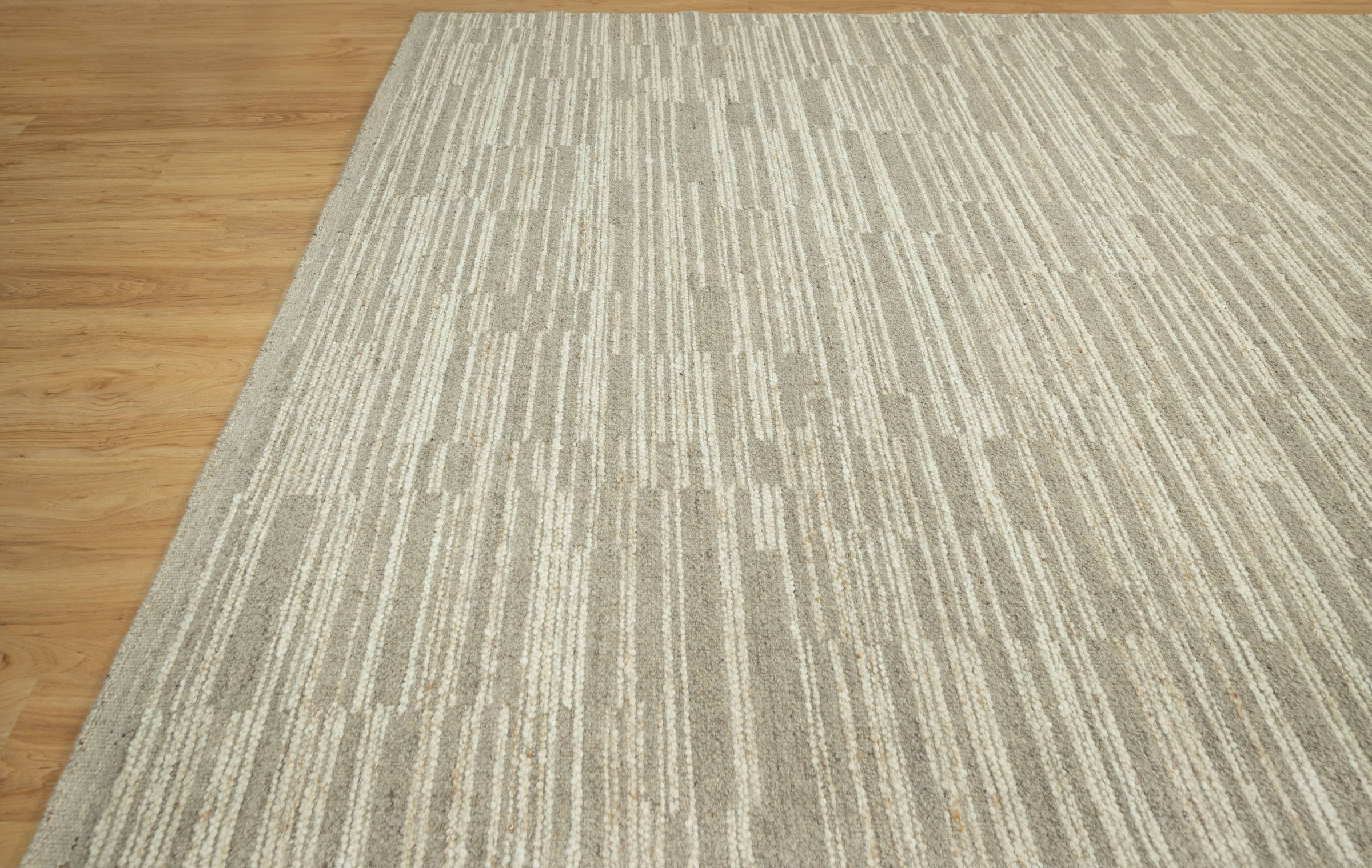 Woven Ridge Scree Oat Wool Rug, Hand-Knotted Broken Dash, Warm Greige Ivory Area Rug 8x10 | Custom Size