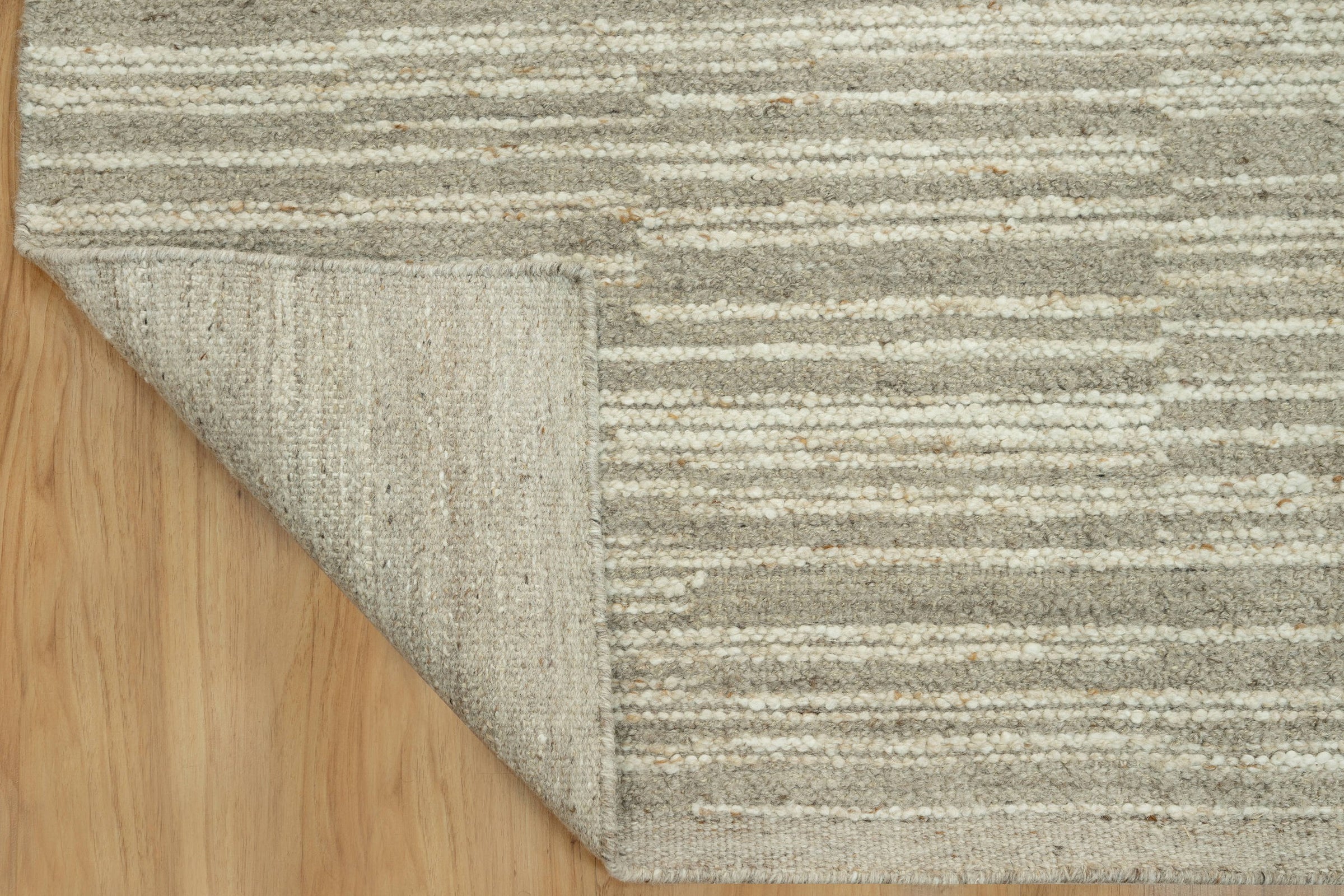 Woven Ridge Scree Oat Wool Rug, Hand-Knotted Broken Dash, Warm Greige Ivory Area Rug 8x10 | Custom Size