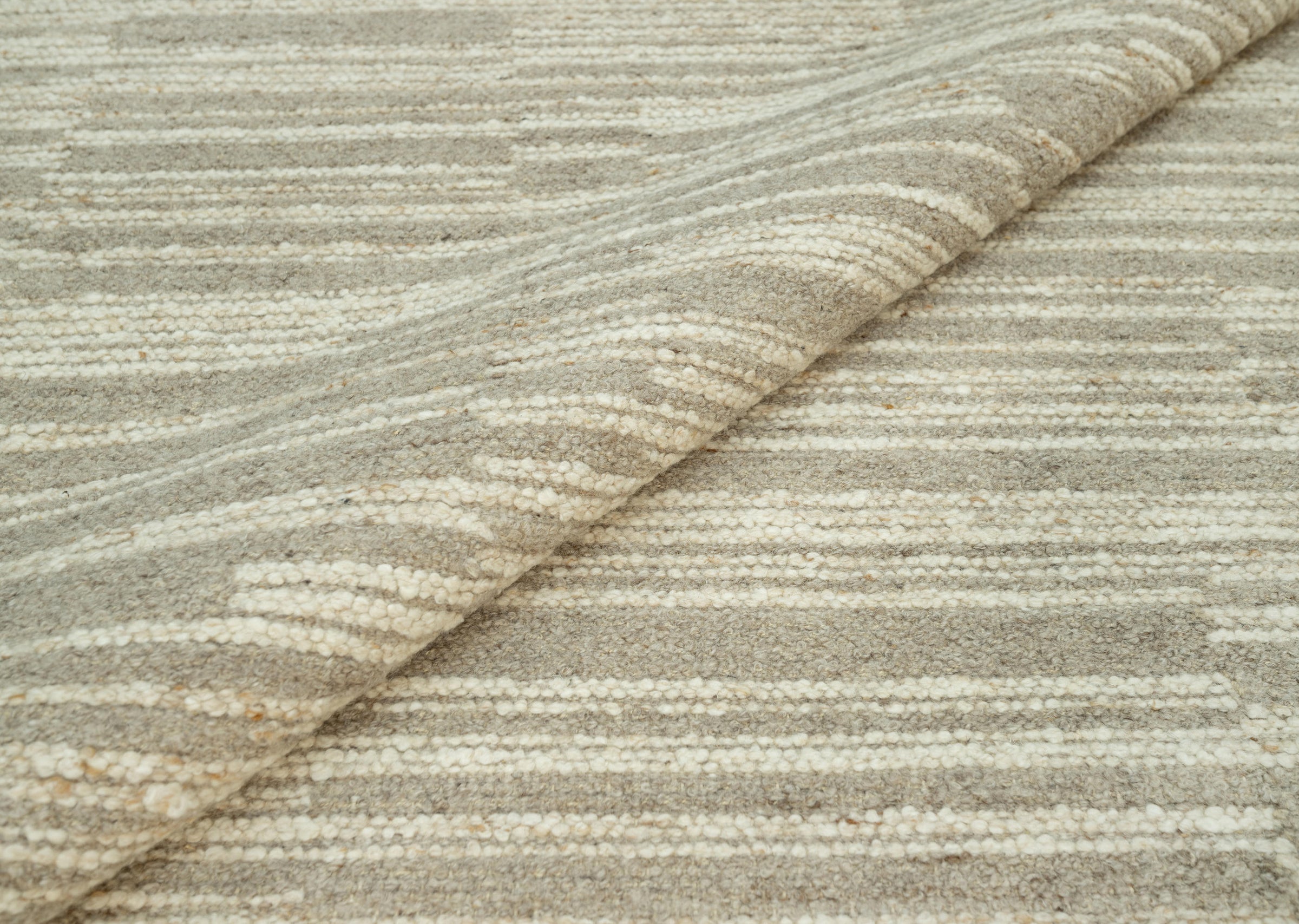 Woven Ridge Scree Oat Wool Rug, Hand-Knotted Broken Dash, Warm Greige Ivory Area Rug 8x10 | Custom Size