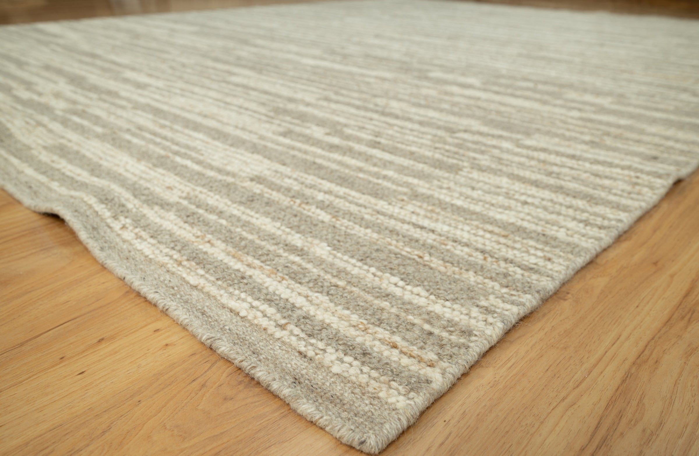 Woven Ridge Scree Oat Wool Rug, Hand-Knotted Broken Dash, Warm Greige Ivory Area Rug 8x10 | Custom Size