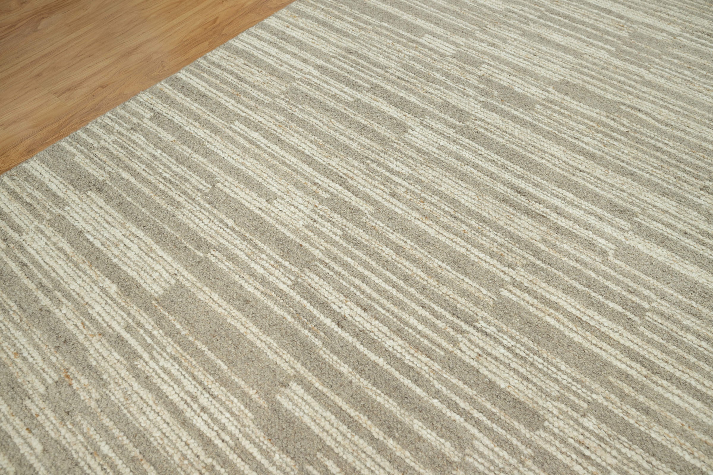 Woven Ridge Scree Oat Wool Rug, Hand-Knotted Broken Dash, Warm Greige Ivory Area Rug 8x10 | Custom Size