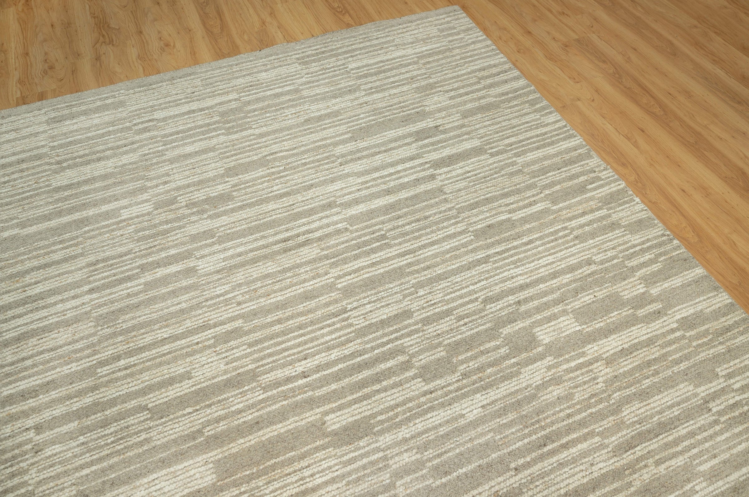 Woven Ridge Scree Oat Wool Rug, Hand-Knotted Broken Dash, Warm Greige Ivory Area Rug 8x10 | Custom Size