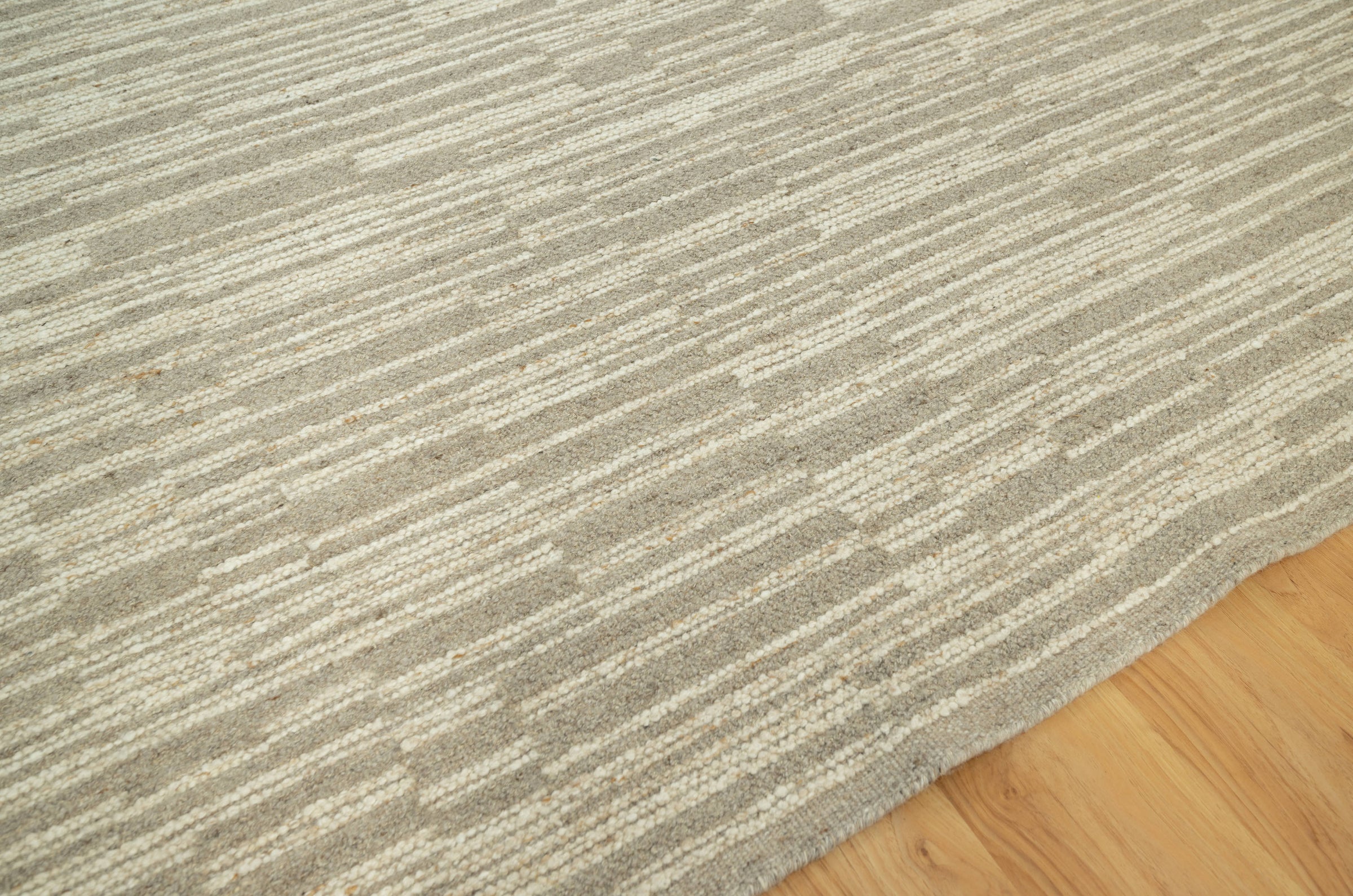 Woven Ridge Scree Oat Wool Rug, Hand-Knotted Broken Dash, Warm Greige Ivory Area Rug 8x10 | Custom Size