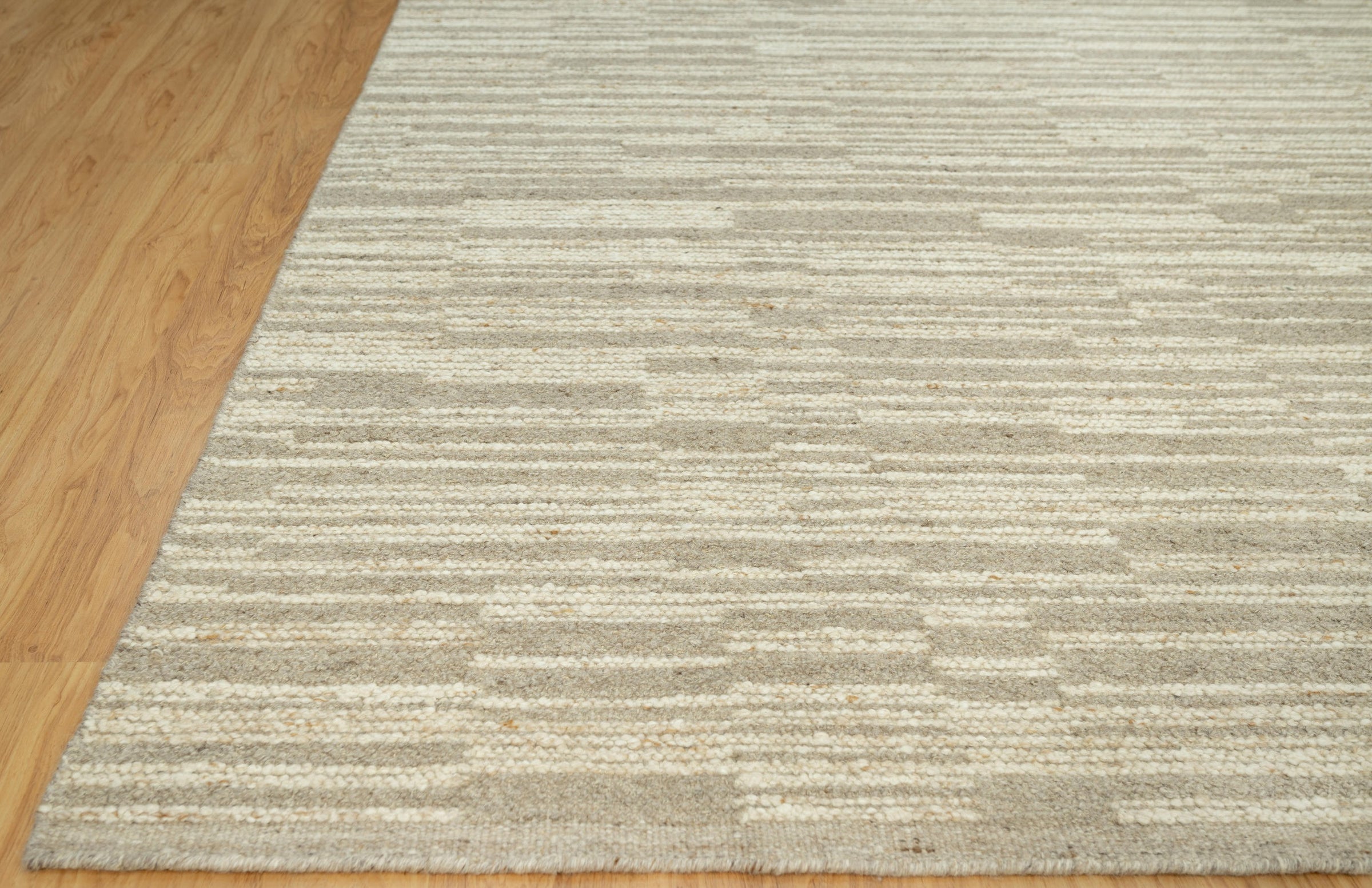 Woven Ridge Scree Oat Wool Rug, Hand-Knotted Broken Dash, Warm Greige Ivory Area Rug 8x10 | Custom Size
