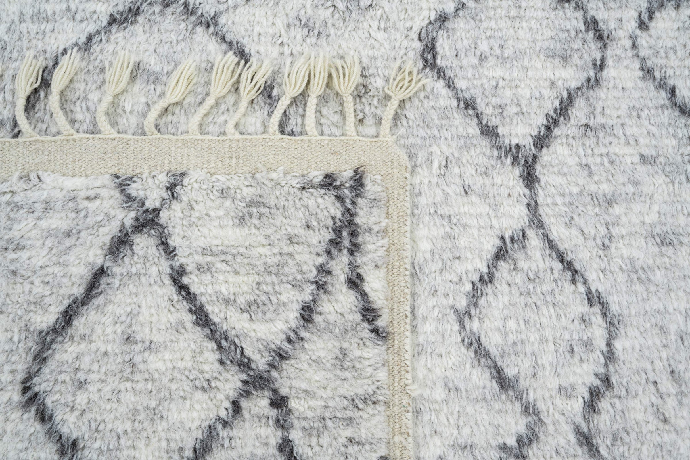 Deep Pile Bloom Storm Wool Rug, Hand-Knotted Plush High-Low Pile, Charcoal Blue Area Rug 8x10 | Custom Size